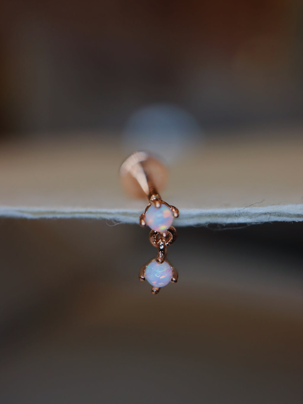 Double opal silver925 flat back piercing