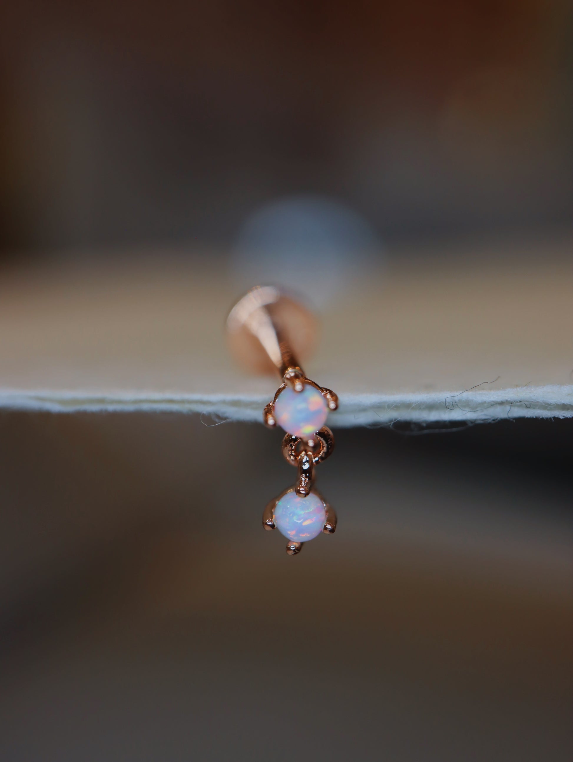 Double opal silver925 flat back piercing