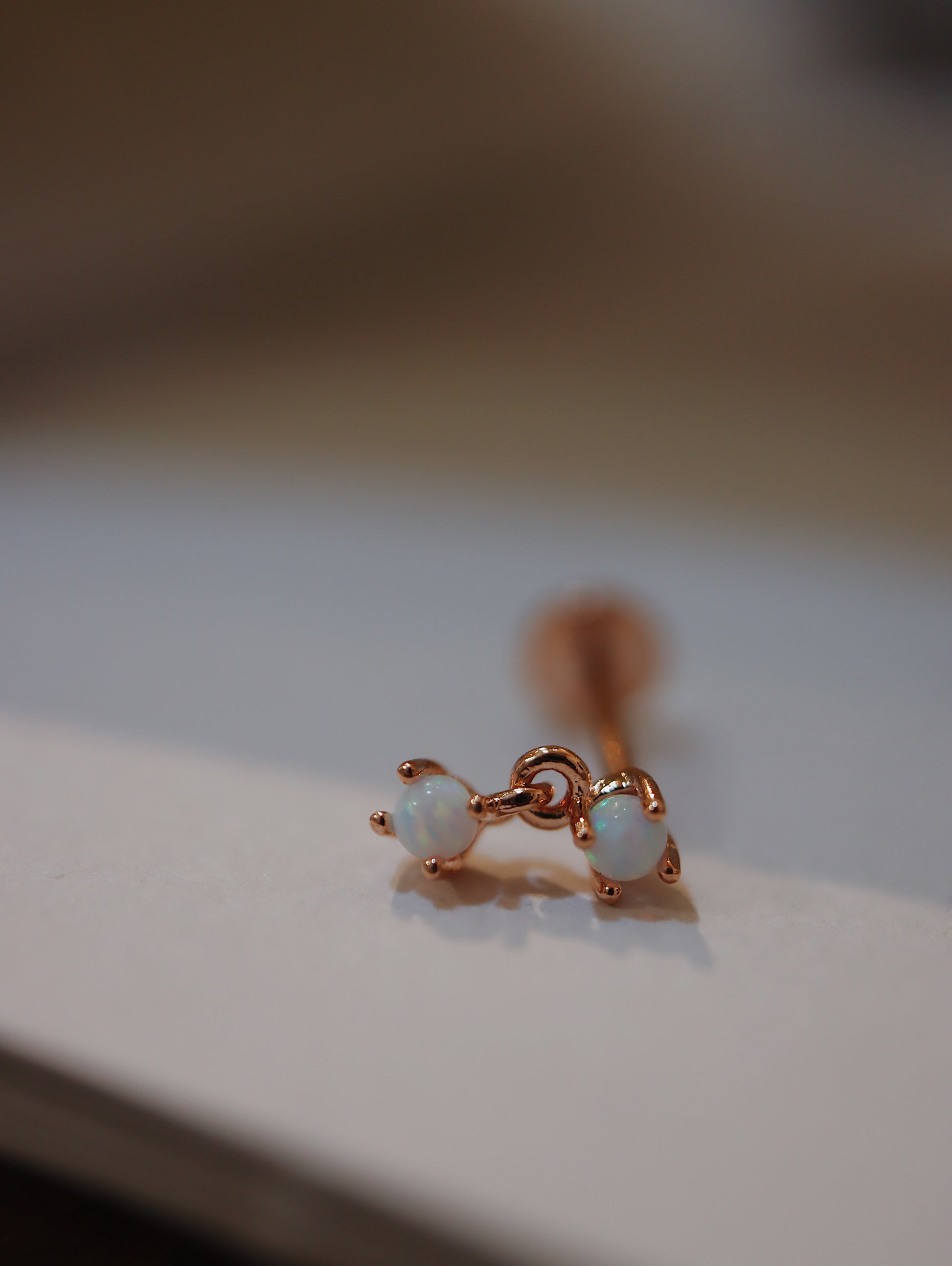 Double opal silver925 flat back piercing