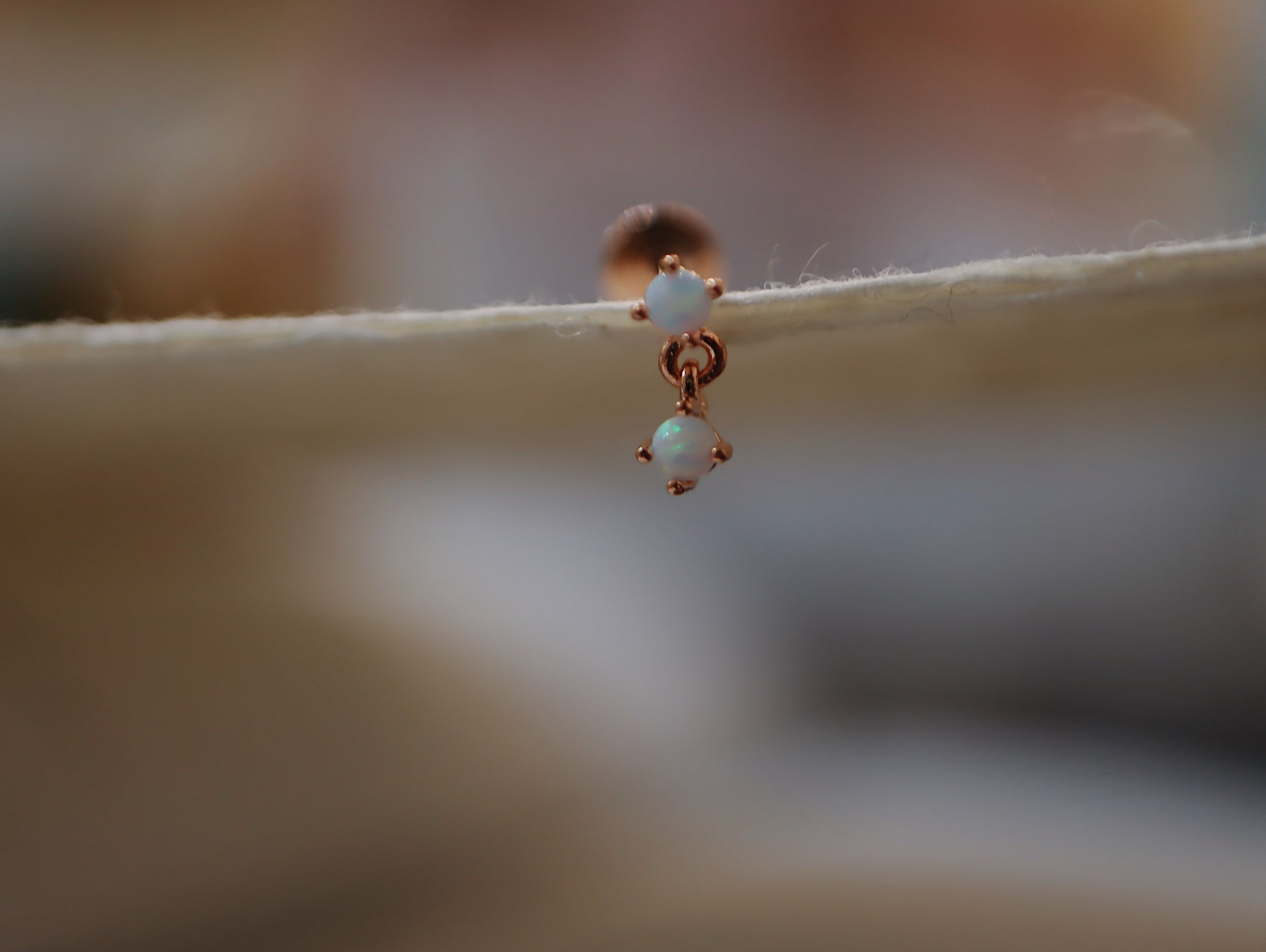 Double opal silver925 flat back piercing