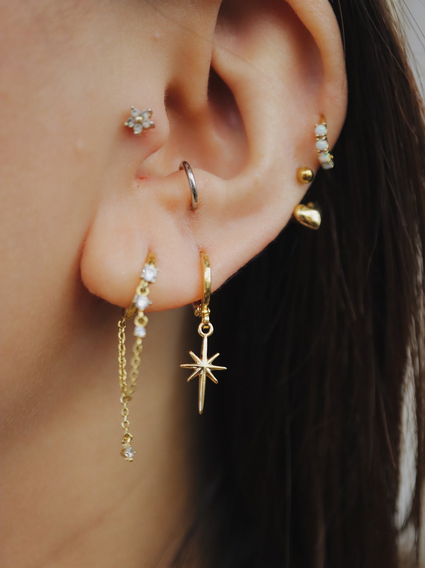 Hoop drop star earrings