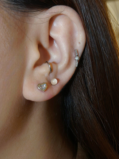 Cz bar curve pearl surgical steel piercing