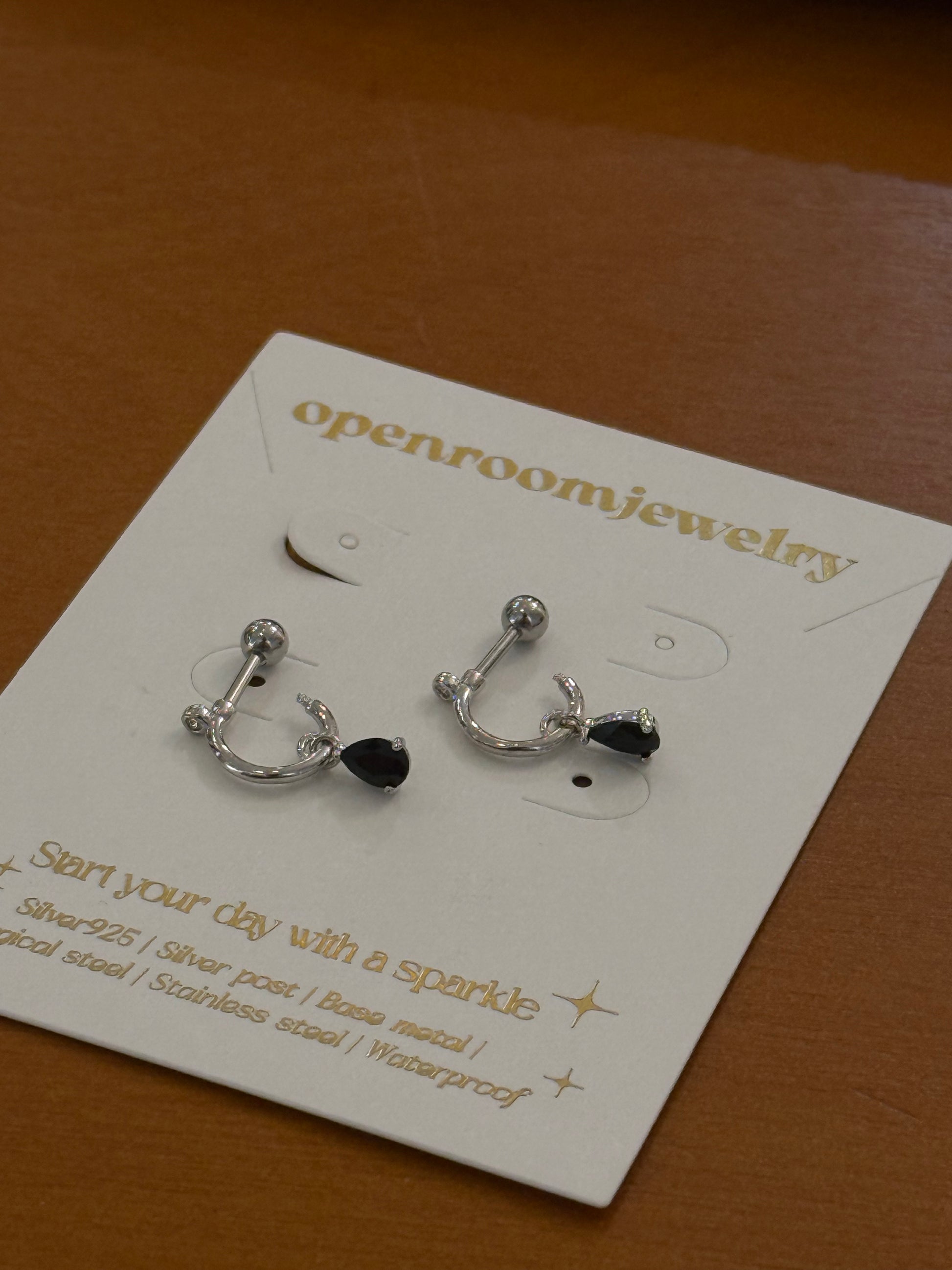 Surgical Steel Teardrop CZ Earrings (4 colours)