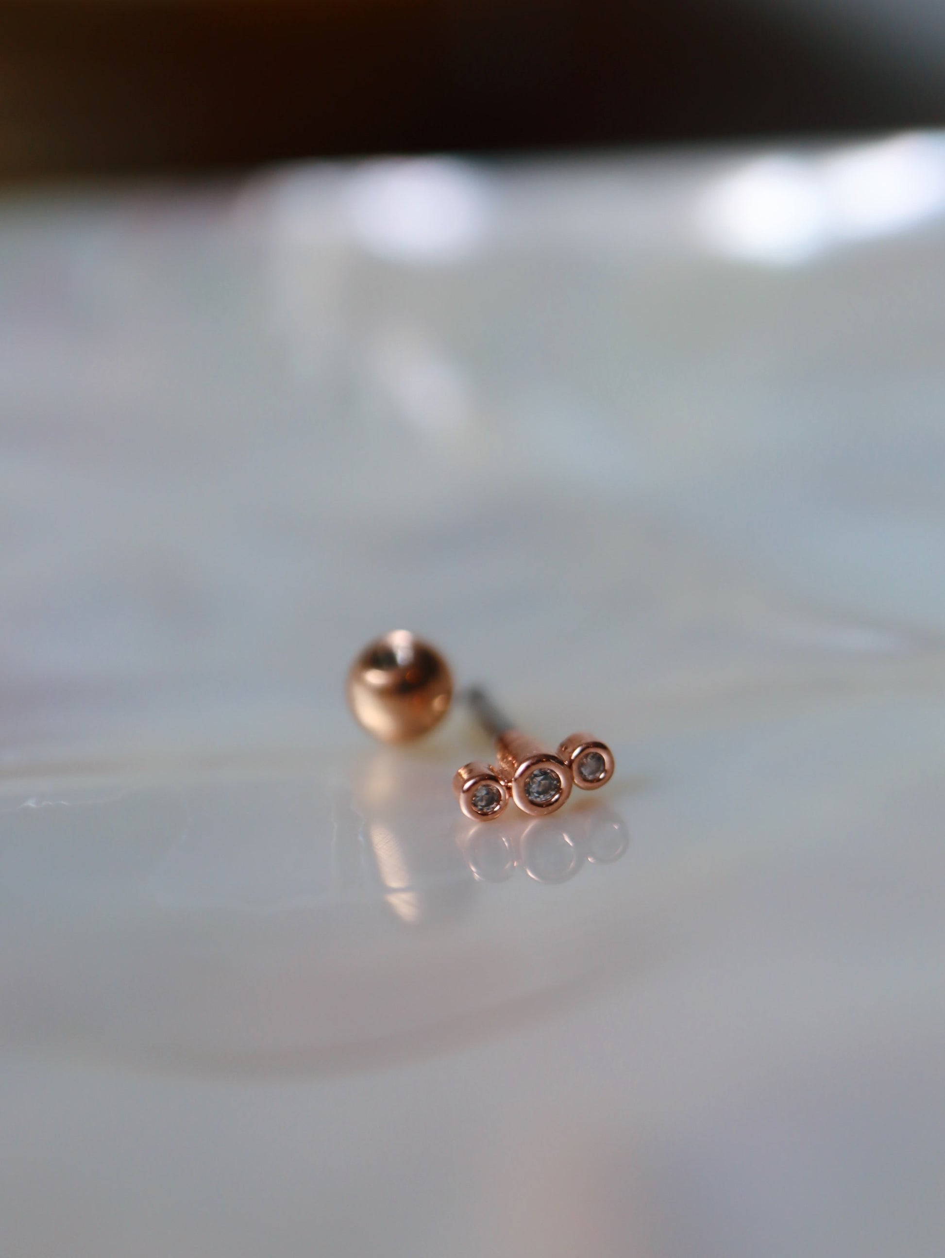 Triple cz stud bar screw back earring