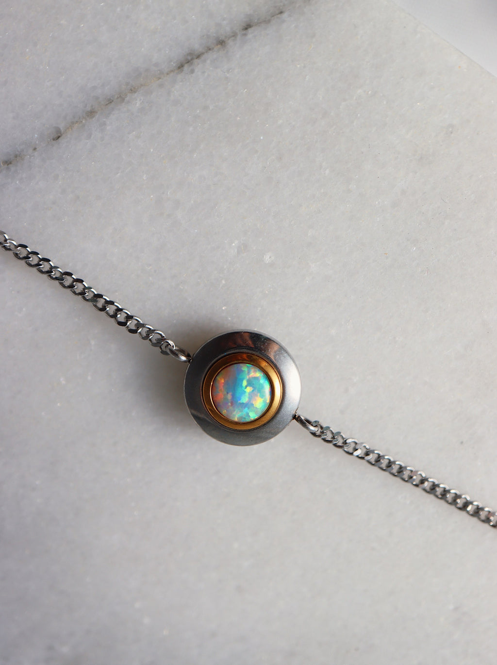 Stainless steel opal bracelet