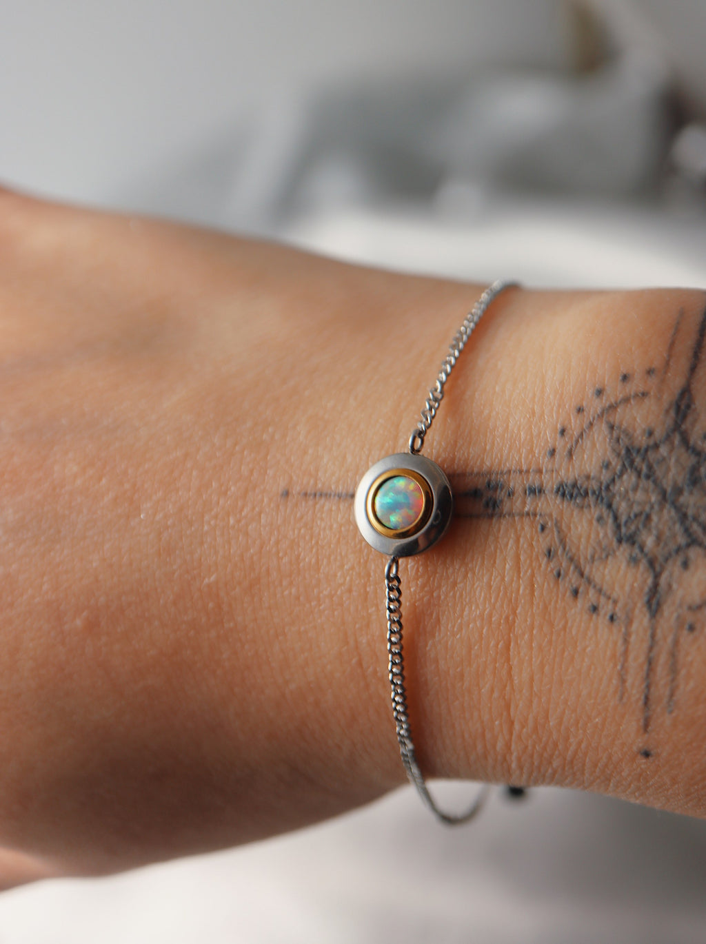 Stainless steel opal bracelet
