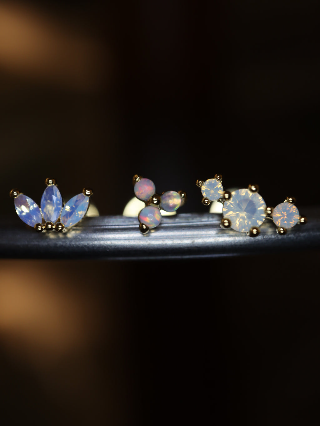 Opal lotus flat back s925 piercing (1pc)