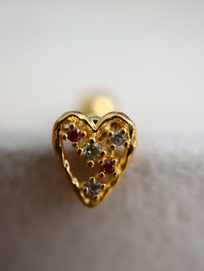 Heart cz surgical steel piercing