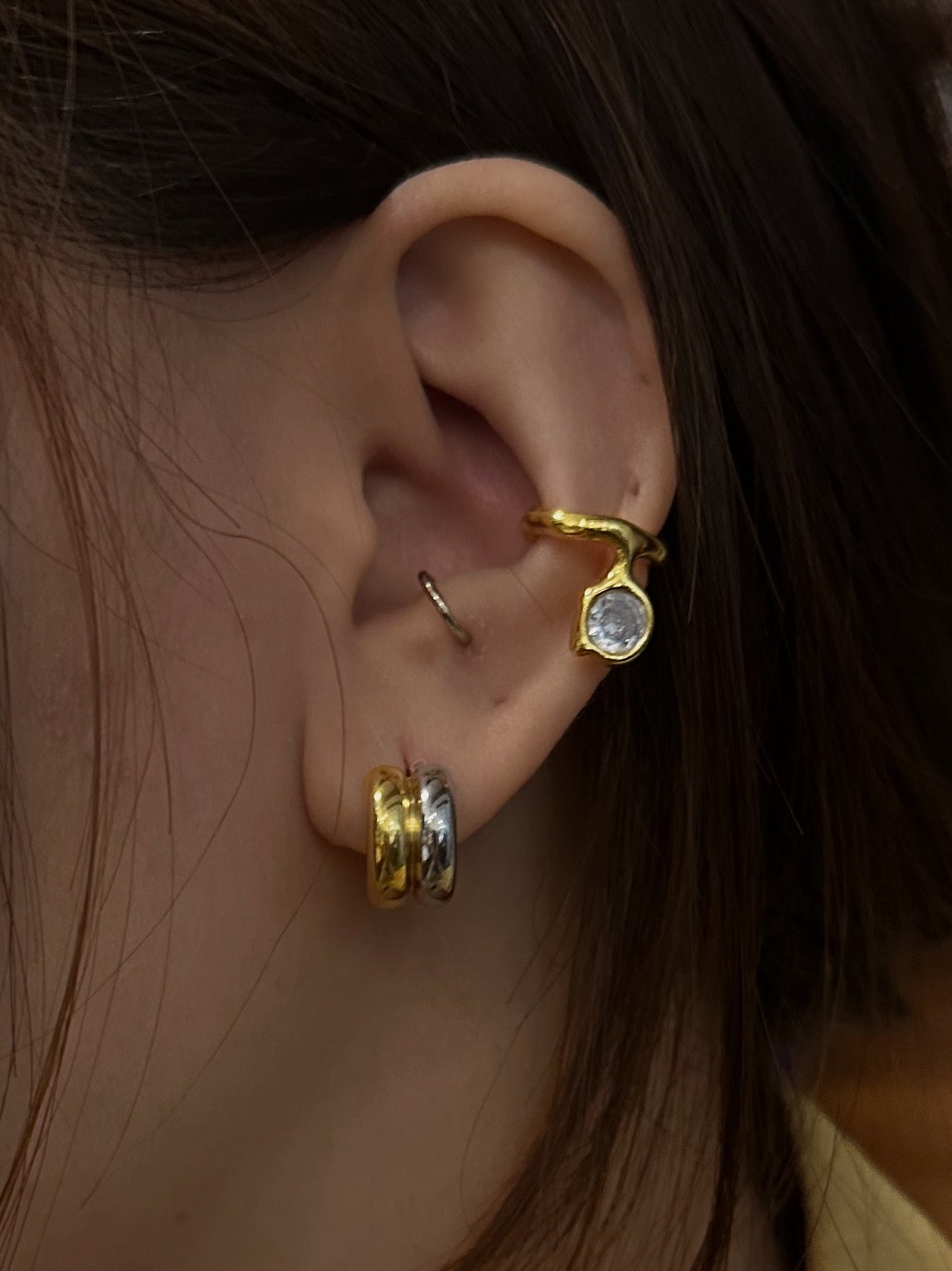 Mix tone stainless steel earrings