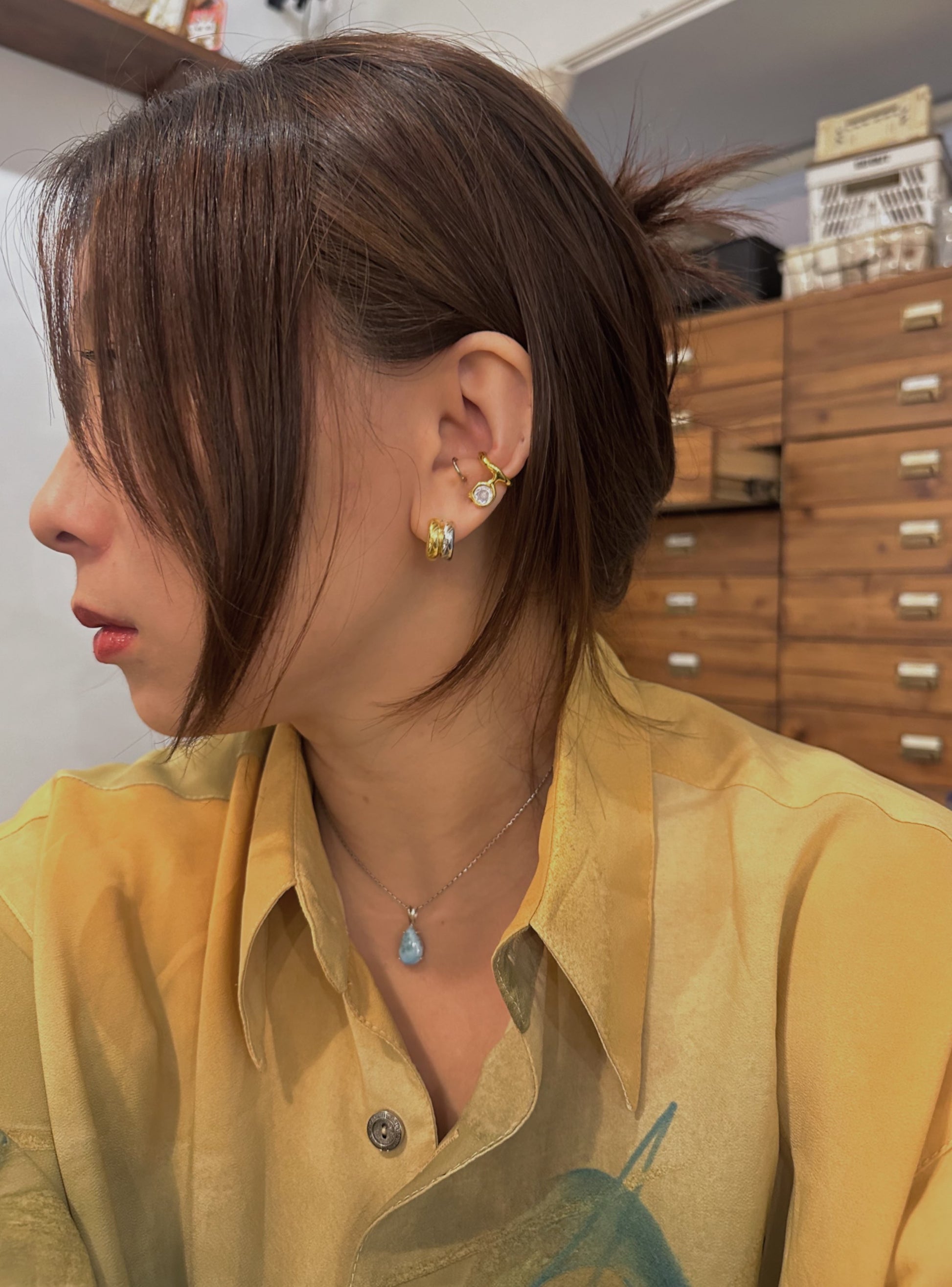 Mix tone stainless steel earrings