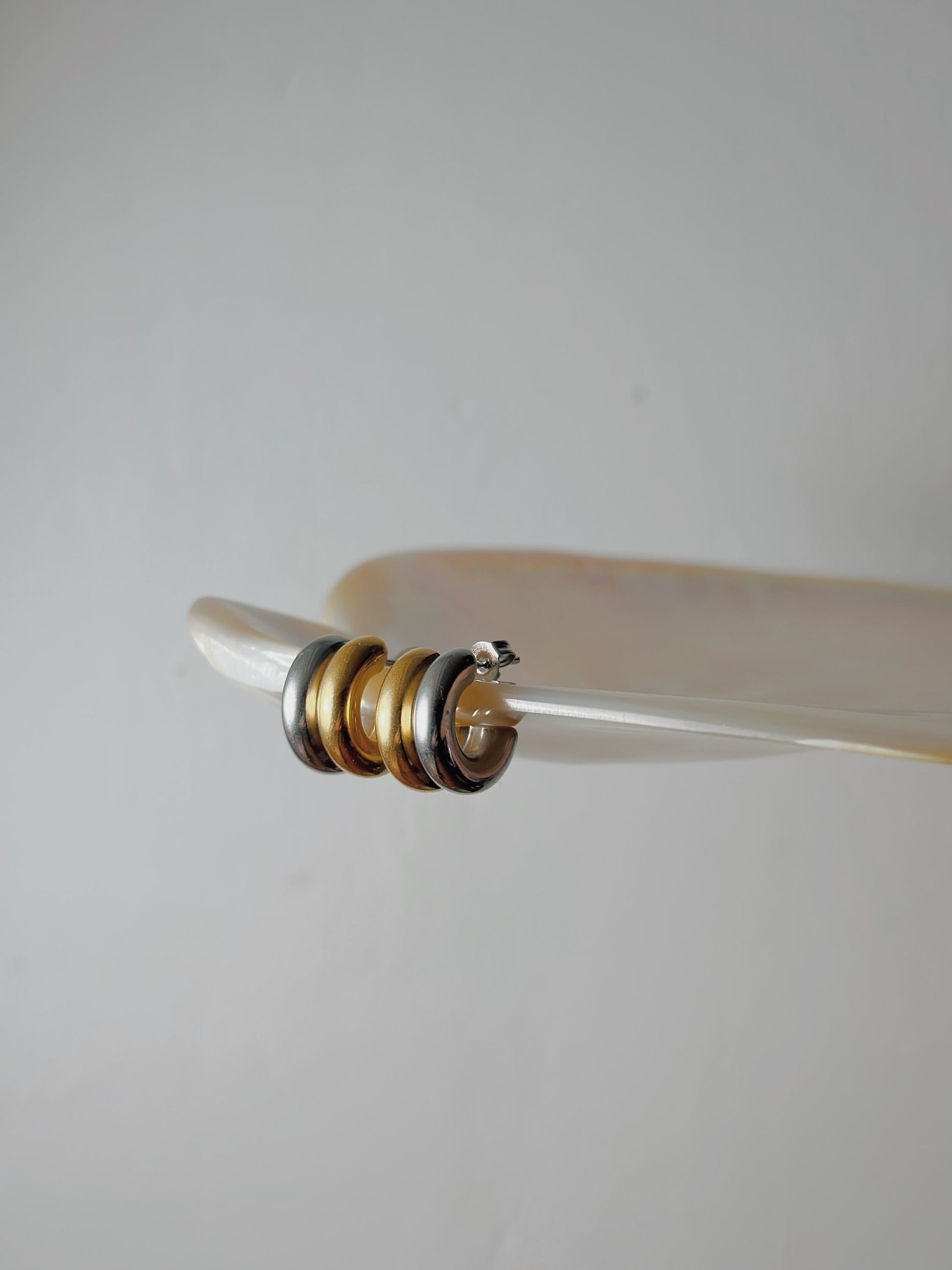 Mix tone stainless steel earrings