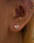 Heart cz 925 silver stud piercing (1pc)