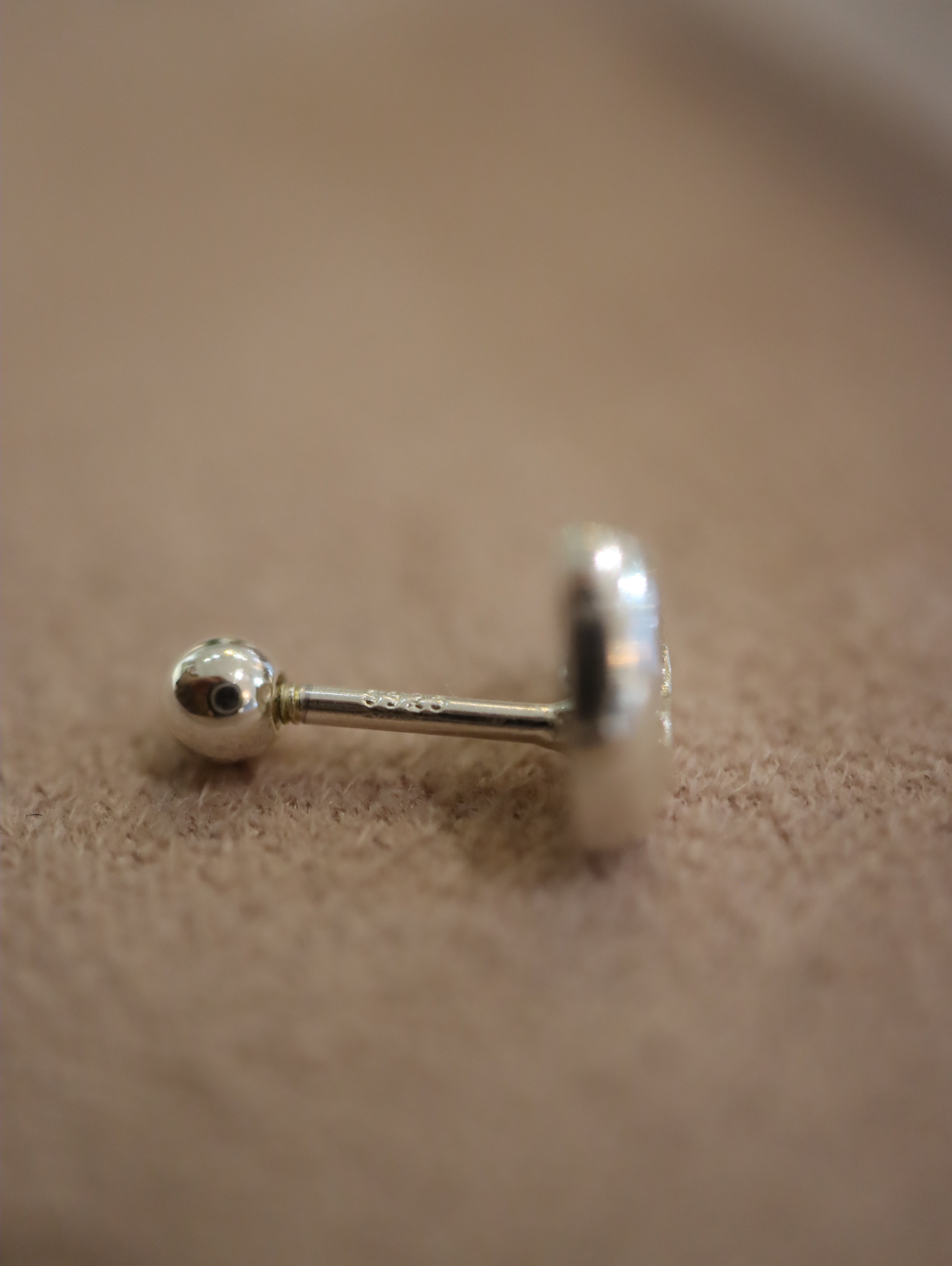 Heart cz 925 silver stud piercing (1pc)