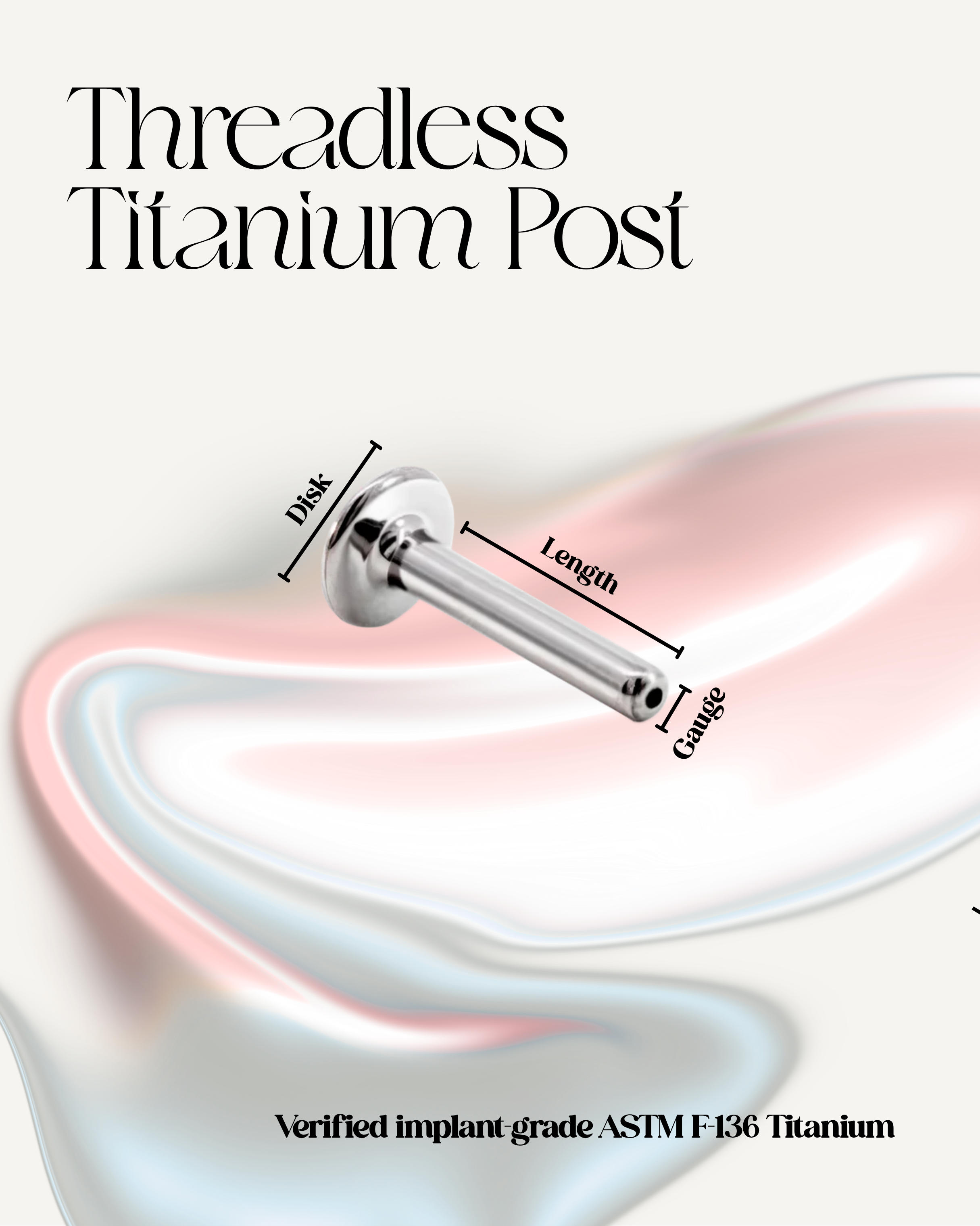 Threadless Titanium Labret Post