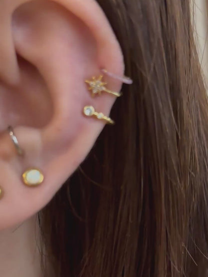 Star cz brass ear clips (pair)