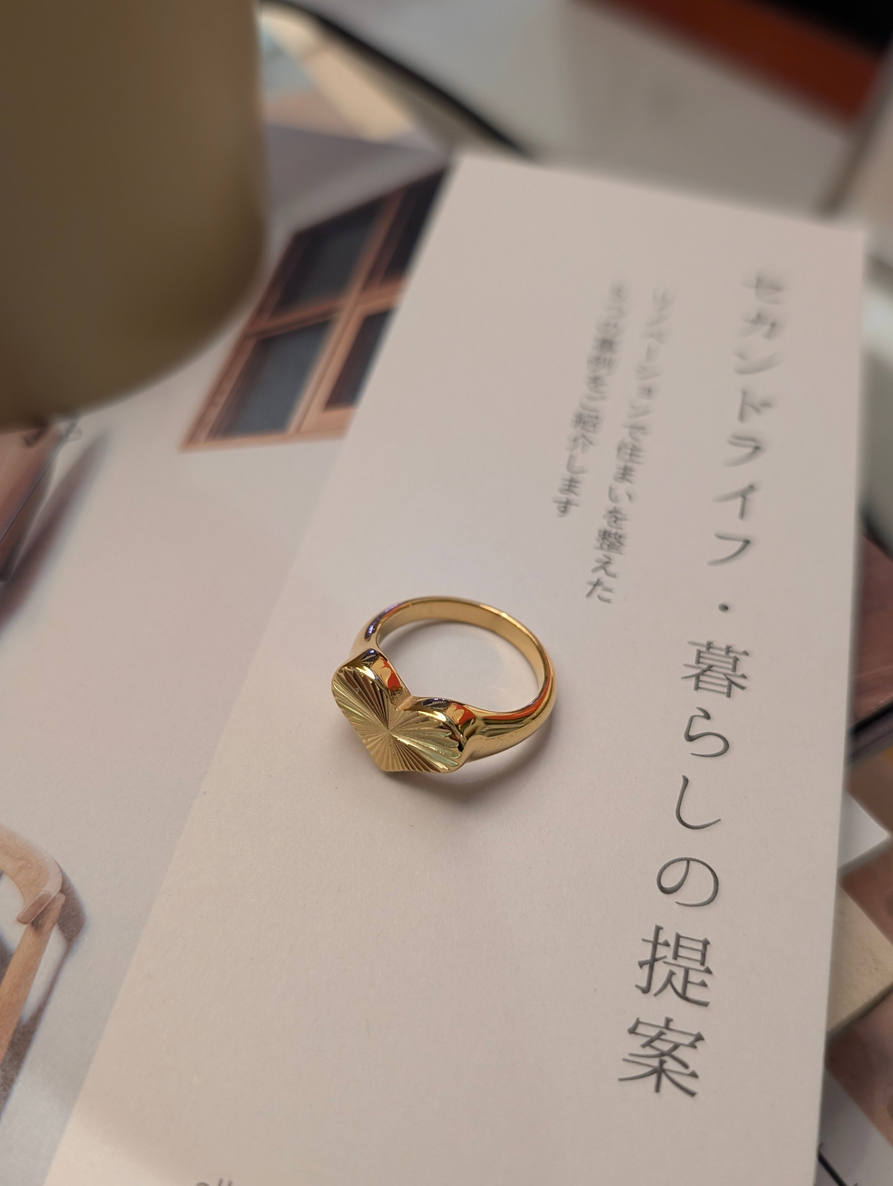 Striped heart stainless steel ring