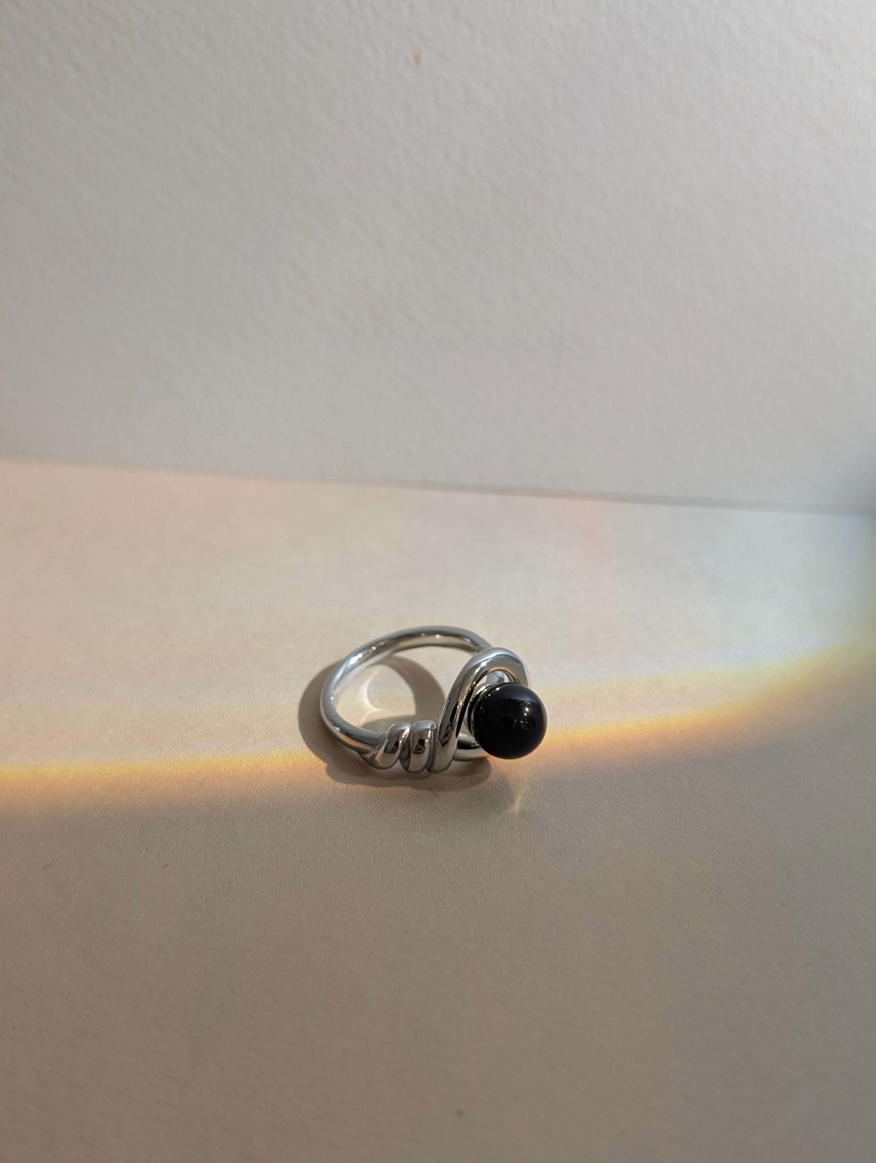 Stainless steel faux onyx ring