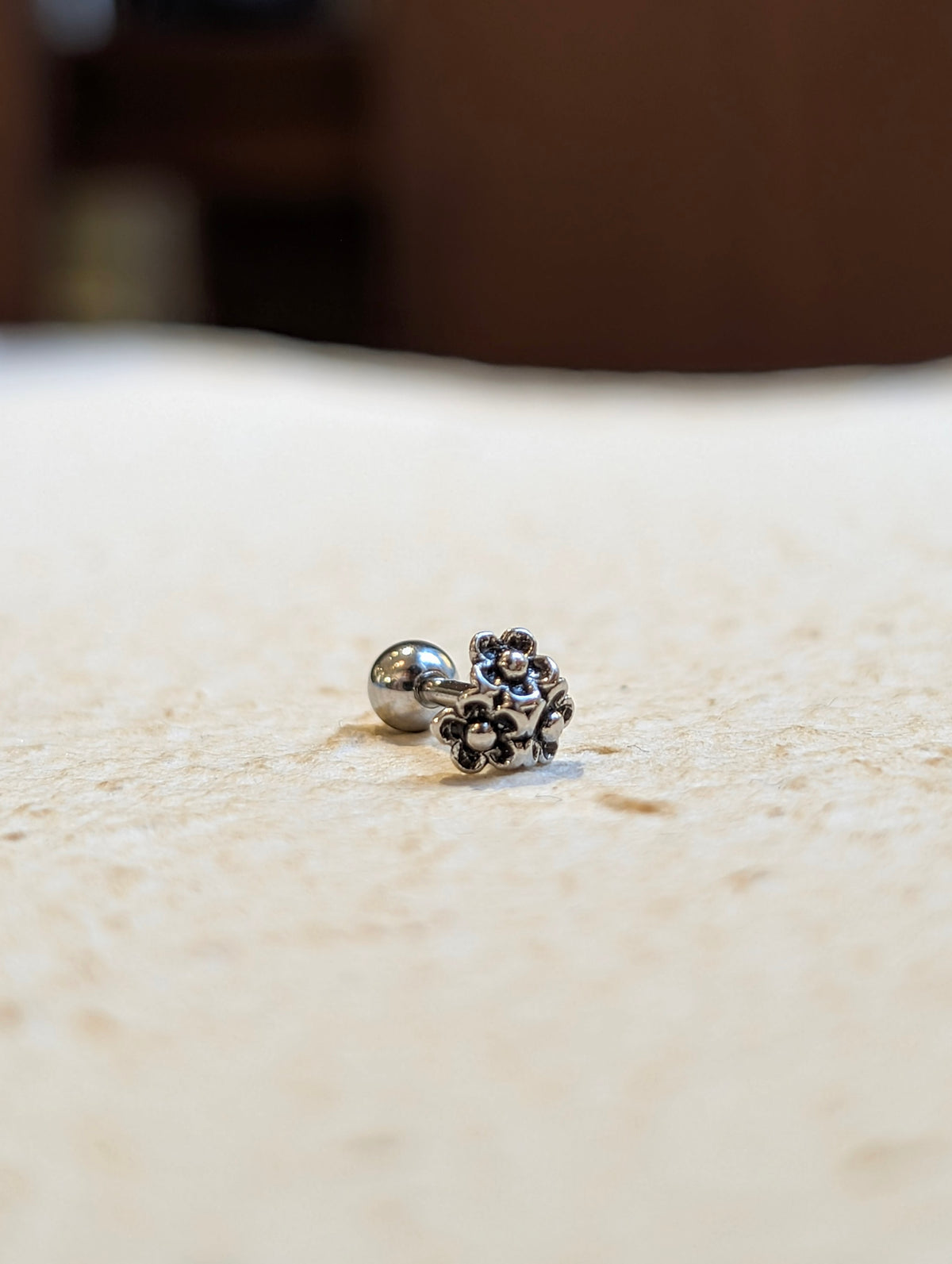 Triple Floral Stud Piercing Surgical Steel (1pc)