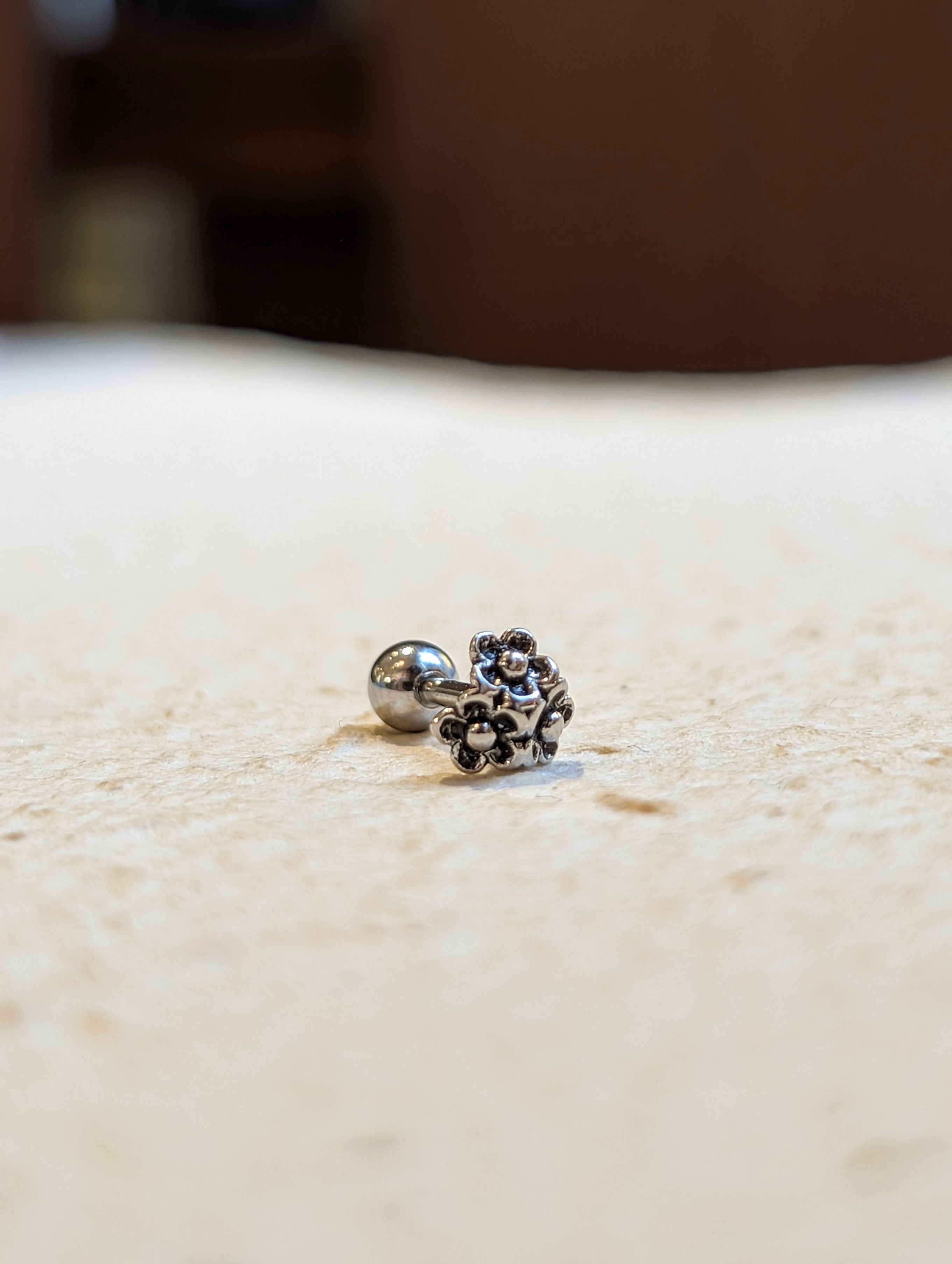 Triple Floral Stud Piercing Surgical Steel (1pc)