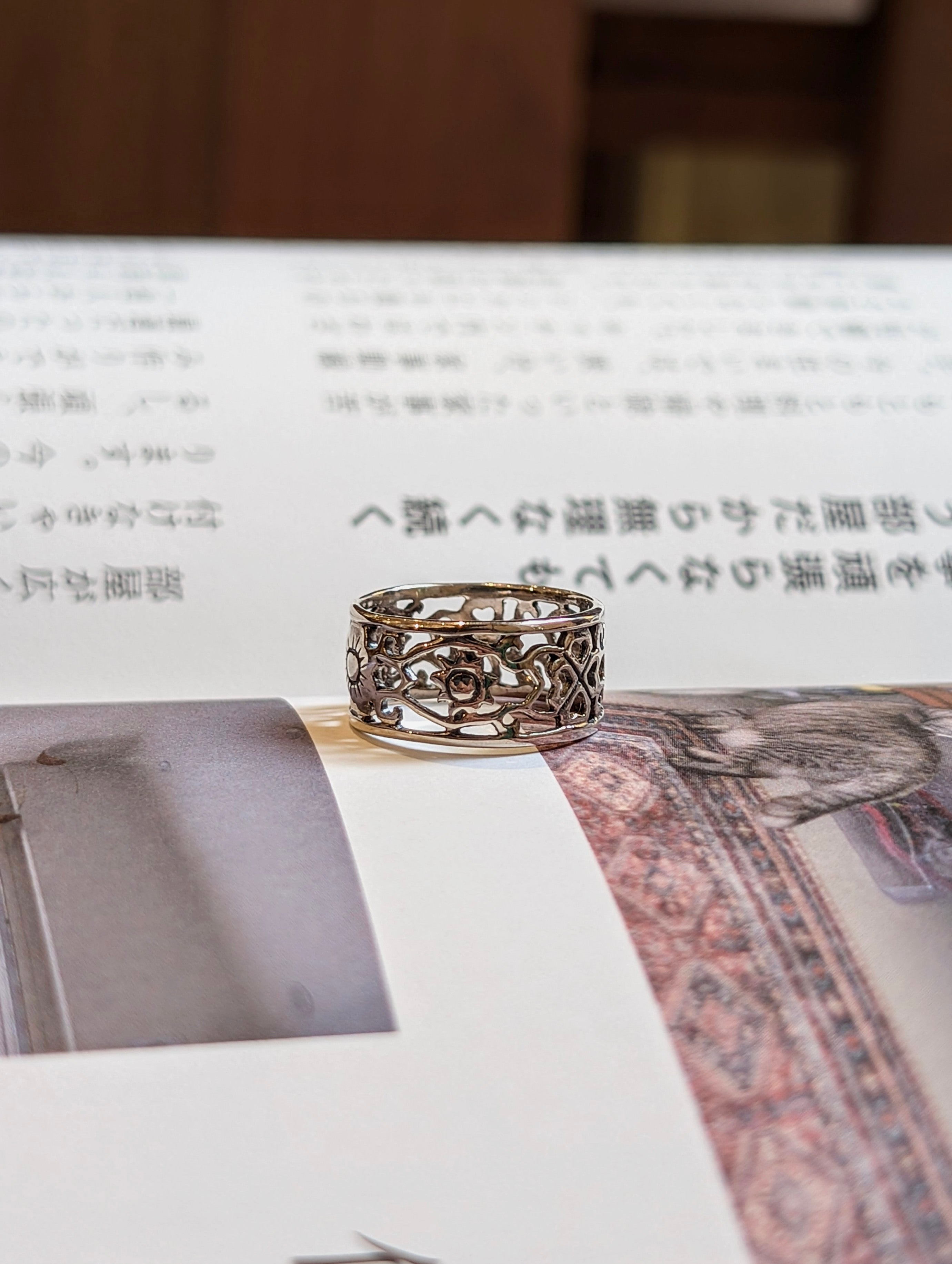 Cut out lace 925 silver ring
