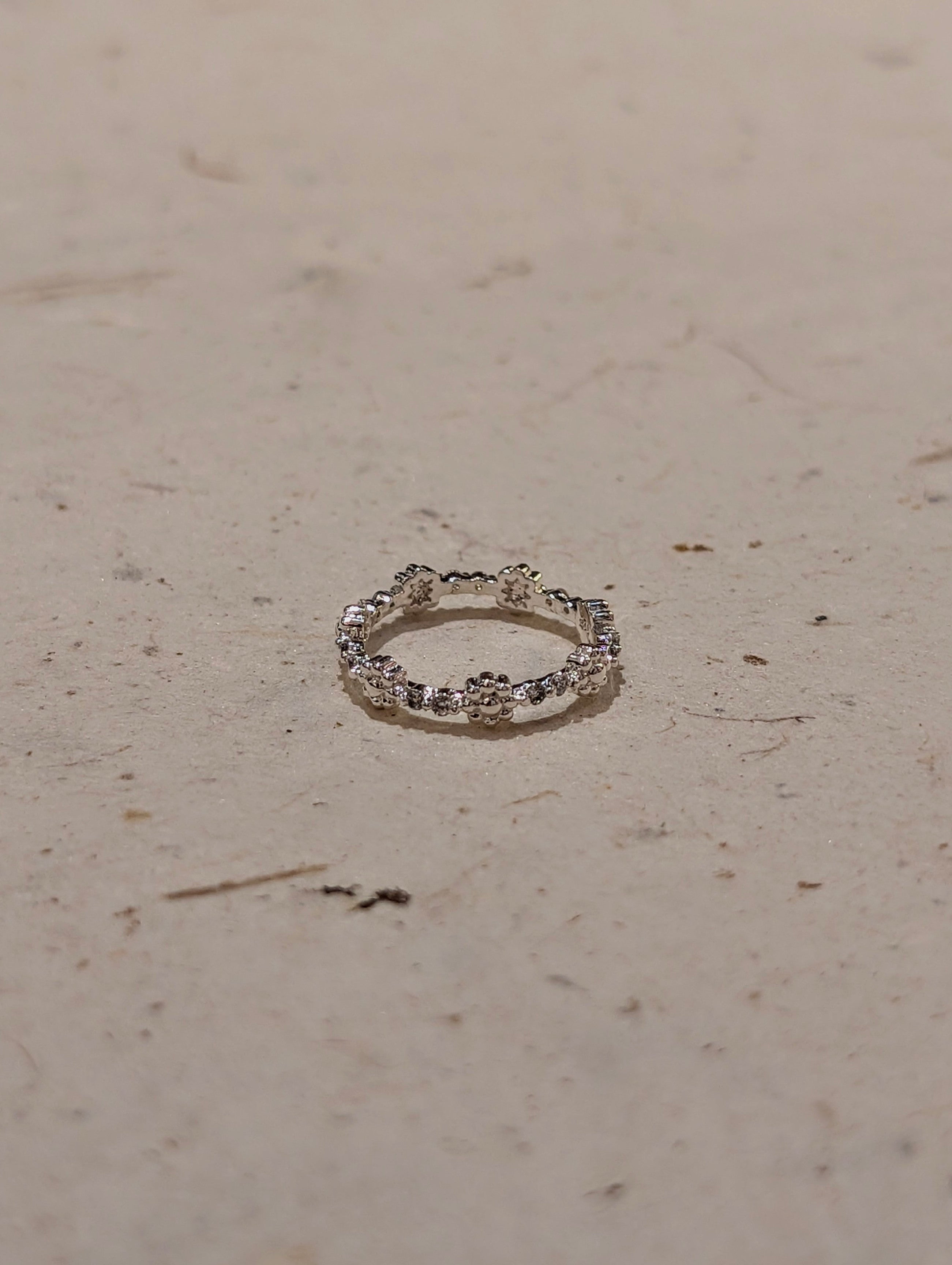 Flora Pavé 925 Silver Pinky Ring