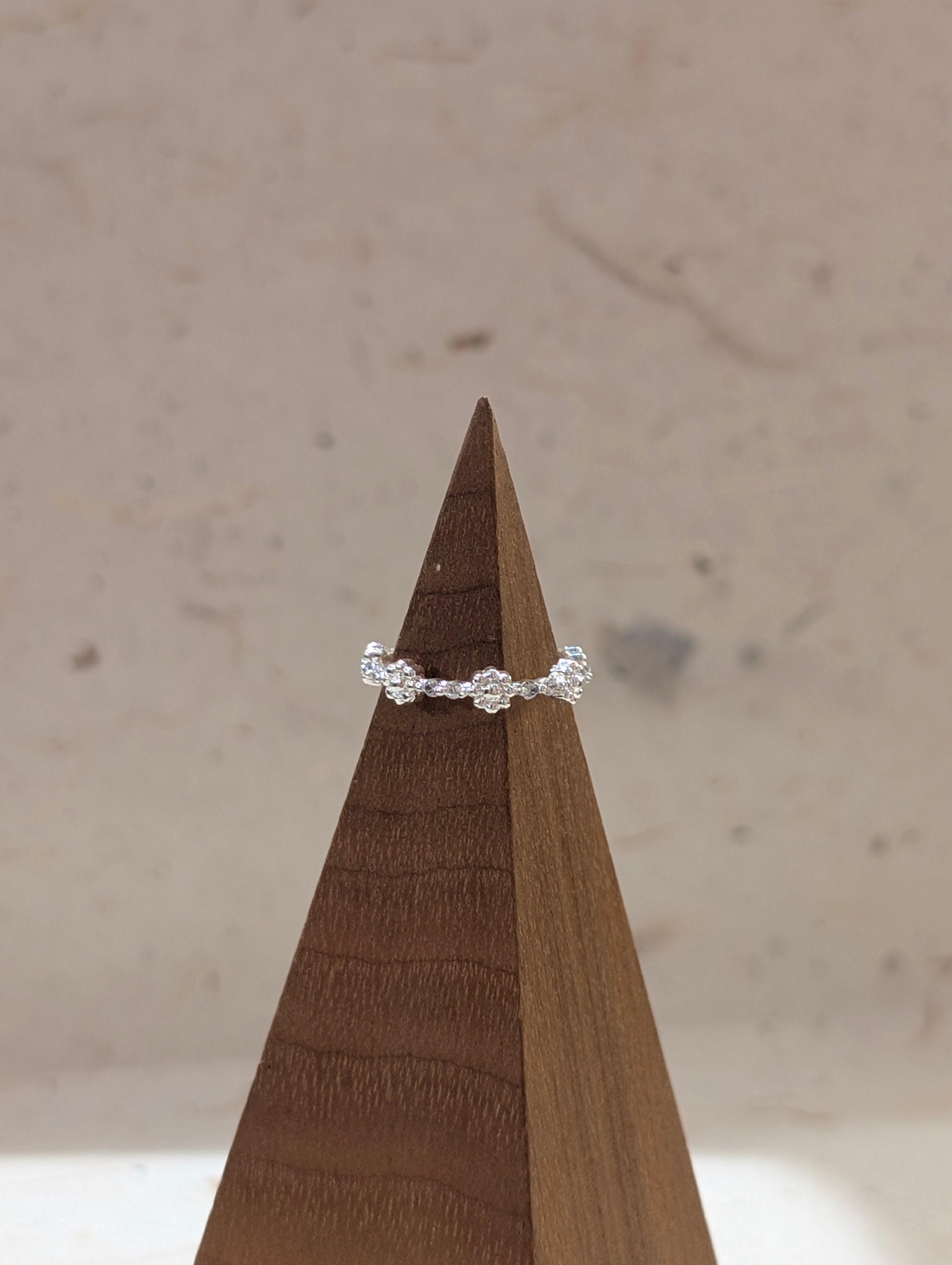 Flora Pavé 925 Silver Pinky Ring