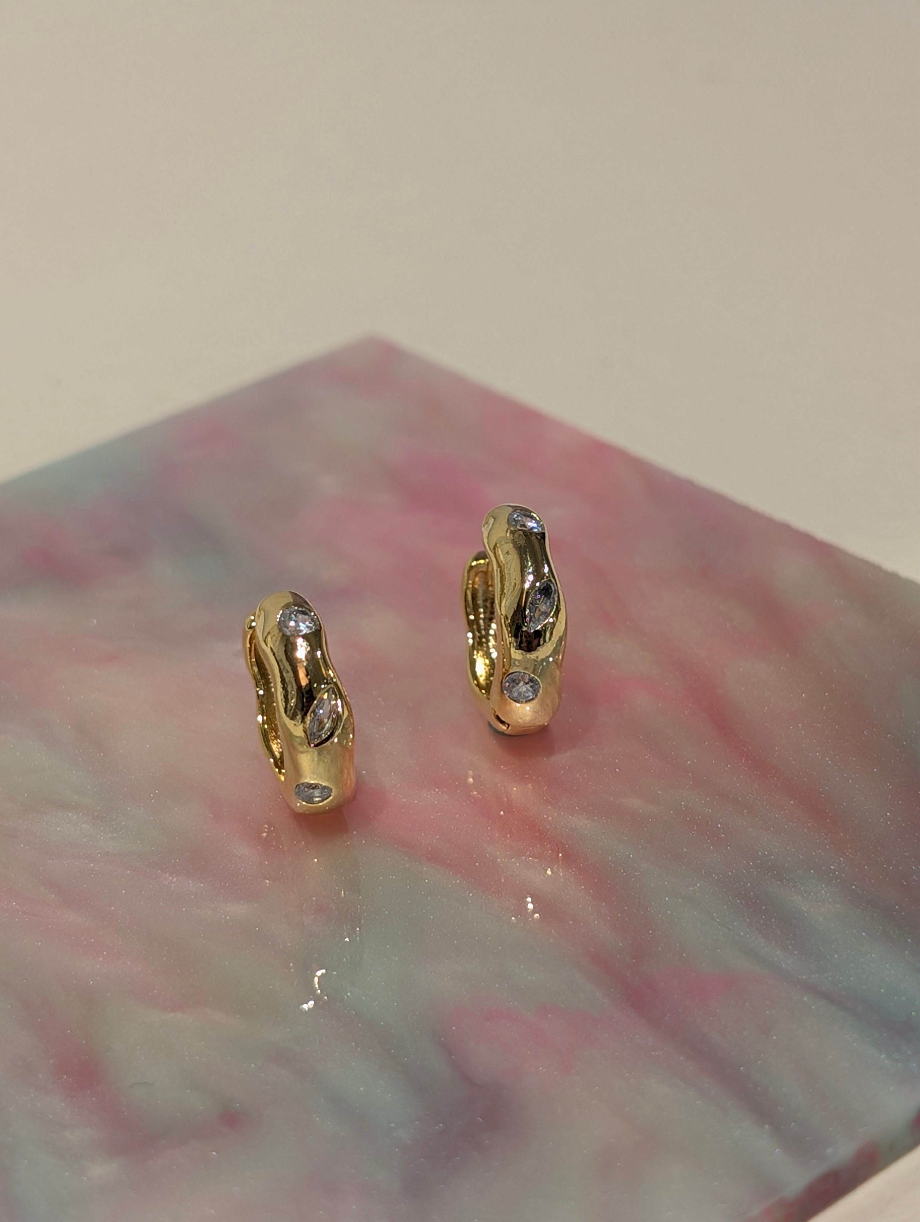 Glacier Wave Brass Hoop Earrings