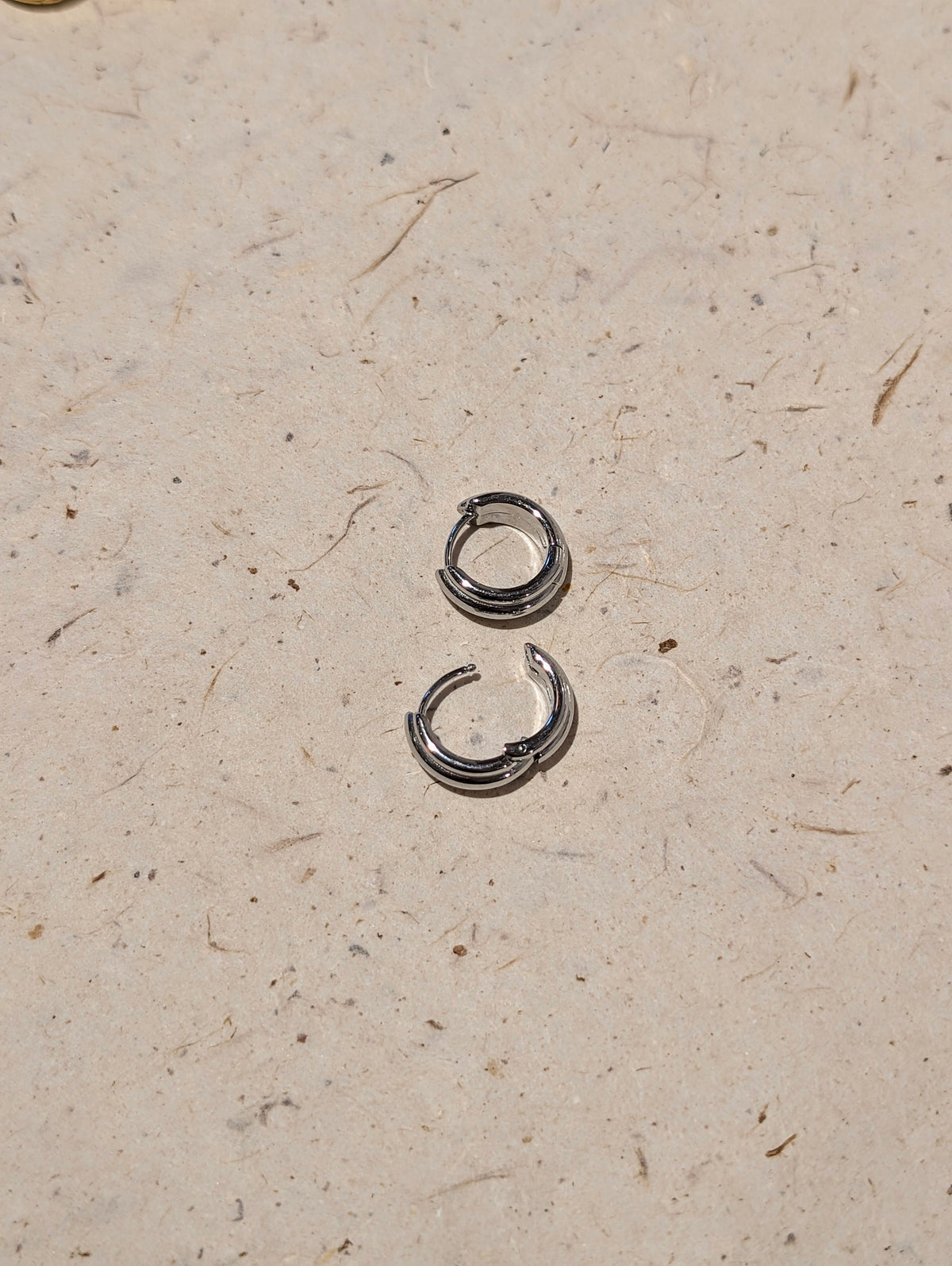 Parallel Rib Hoop Stainless Steel Earrings