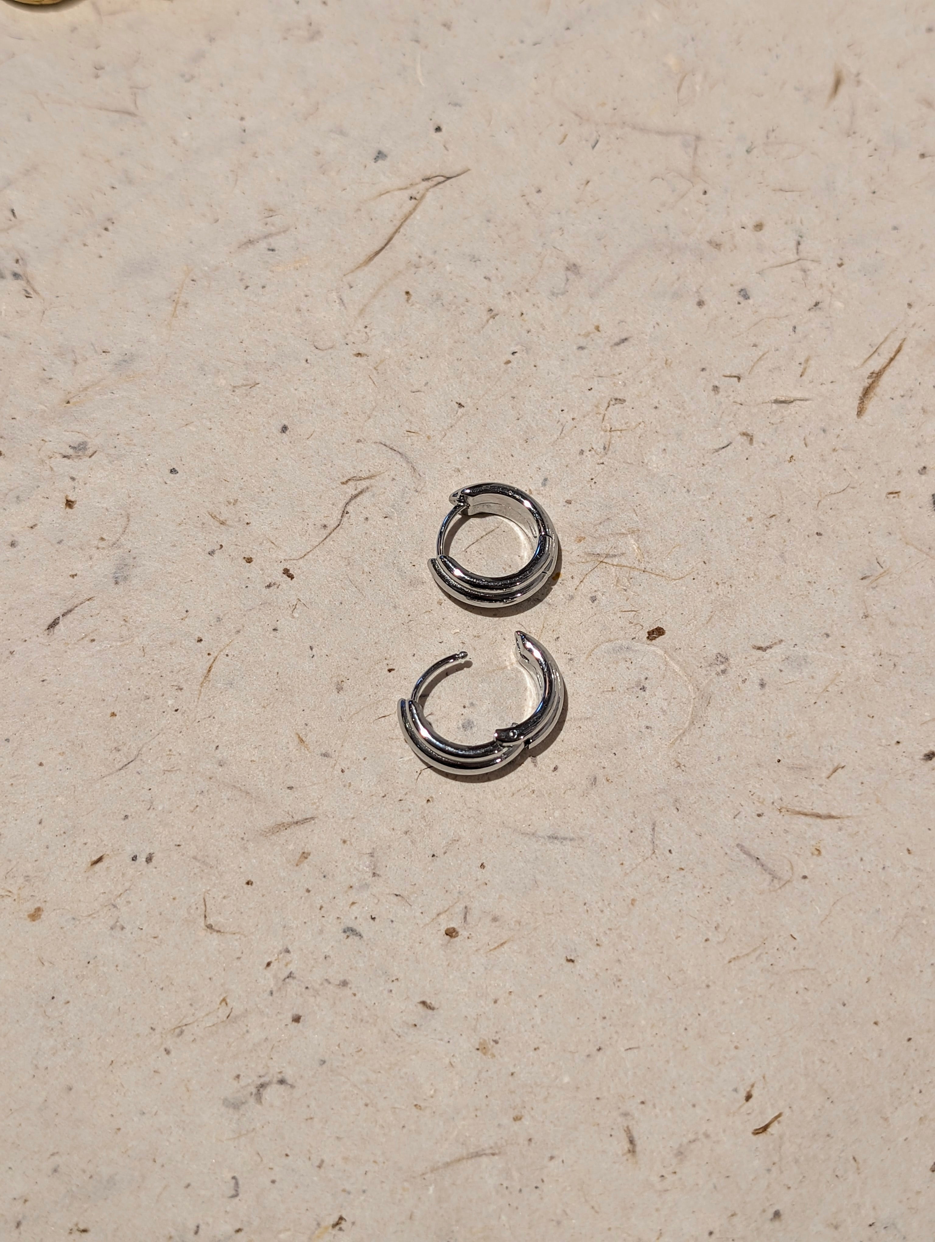 Parallel Rib Hoop Stainless Steel Earrings