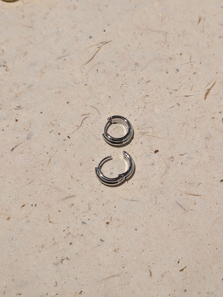 Parallel Rib Hoop Stainless Steel Earrings