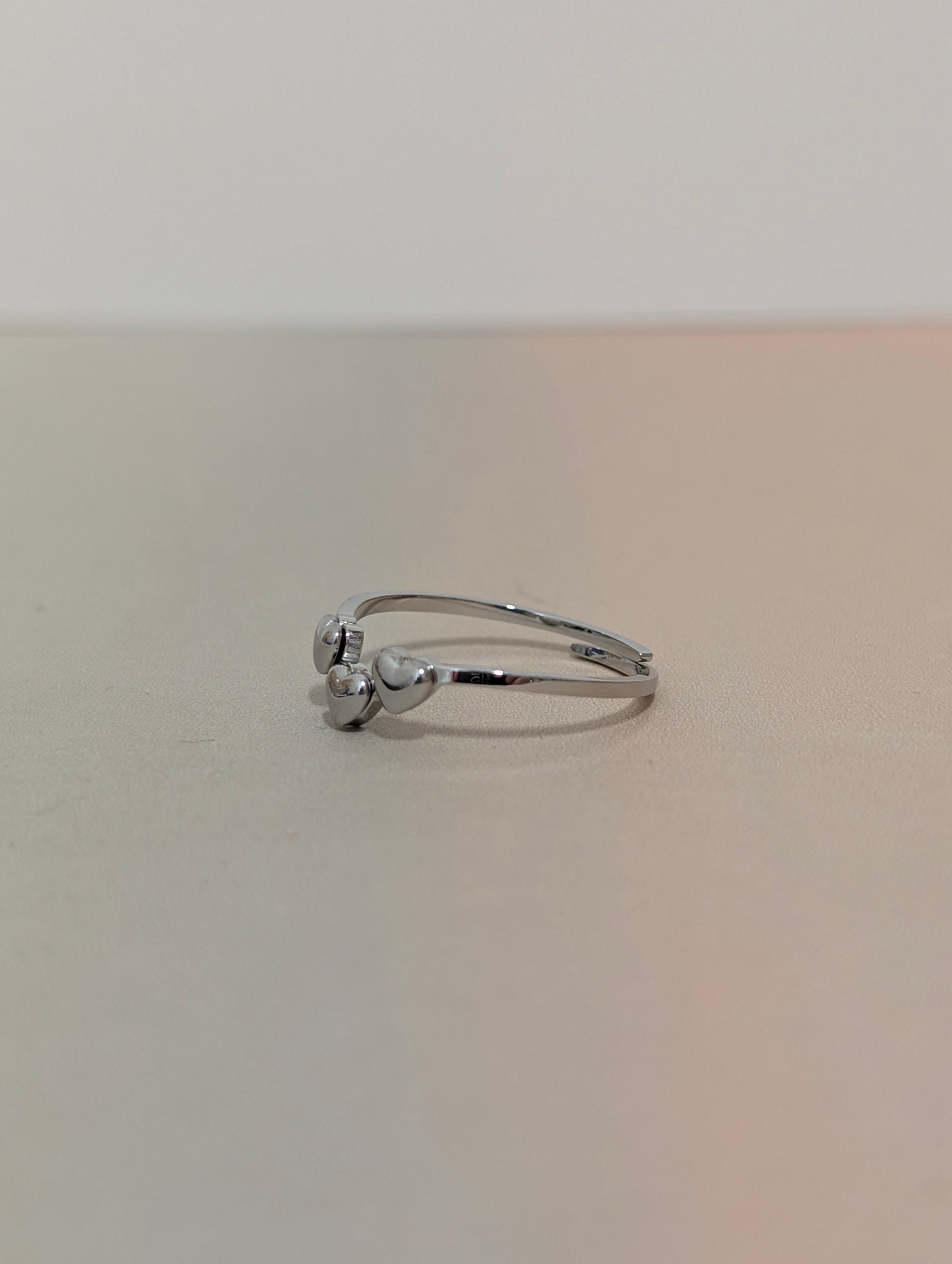 Triple heart stainless steel ring