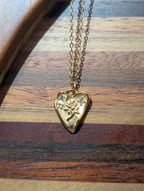 Embossed Rose Heart Pendant Stainless Steel Necklace