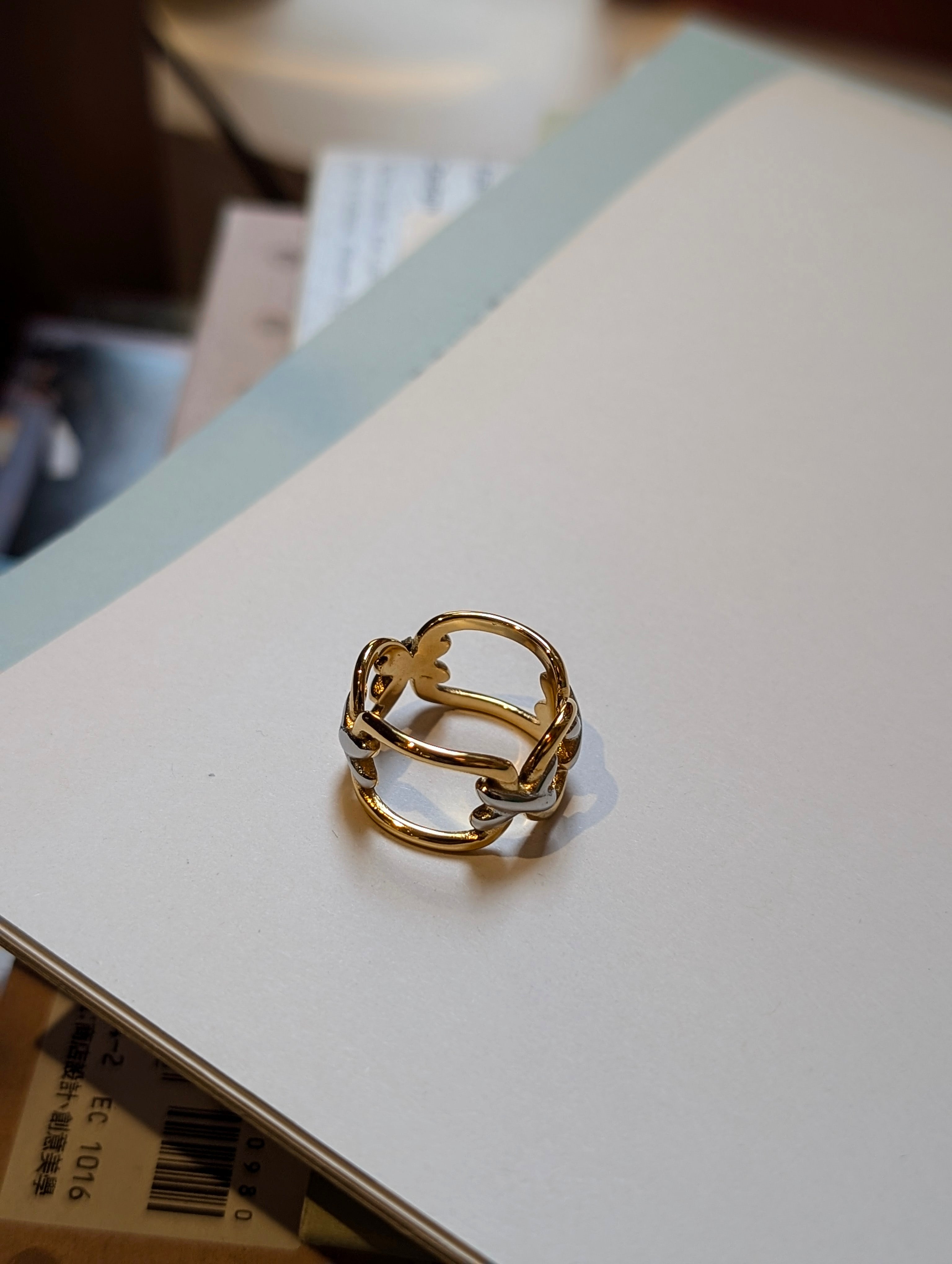 Elysian Knot two tone stainless steel ring