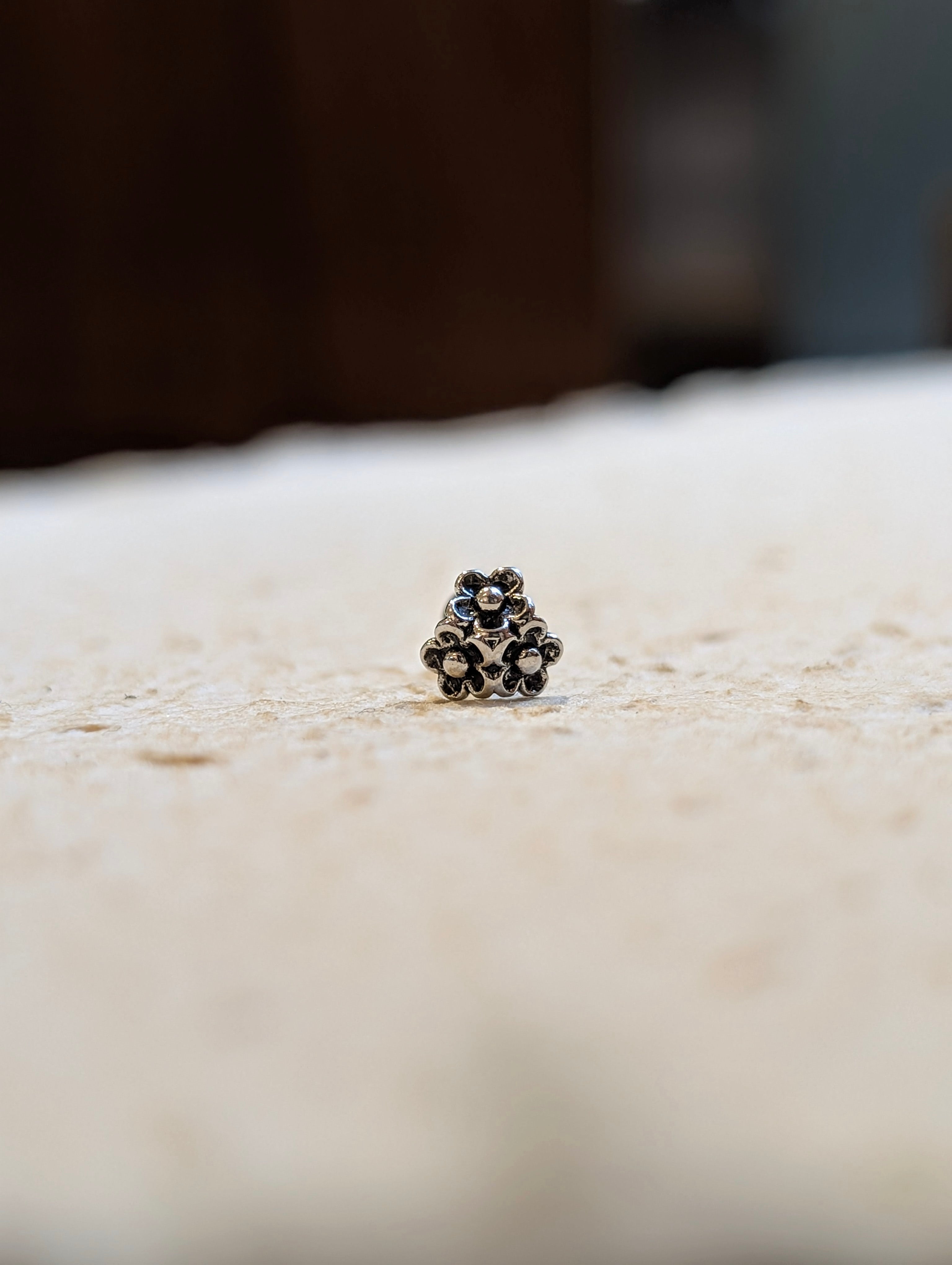Triple Floral Stud Piercing Surgical Steel (1pc)