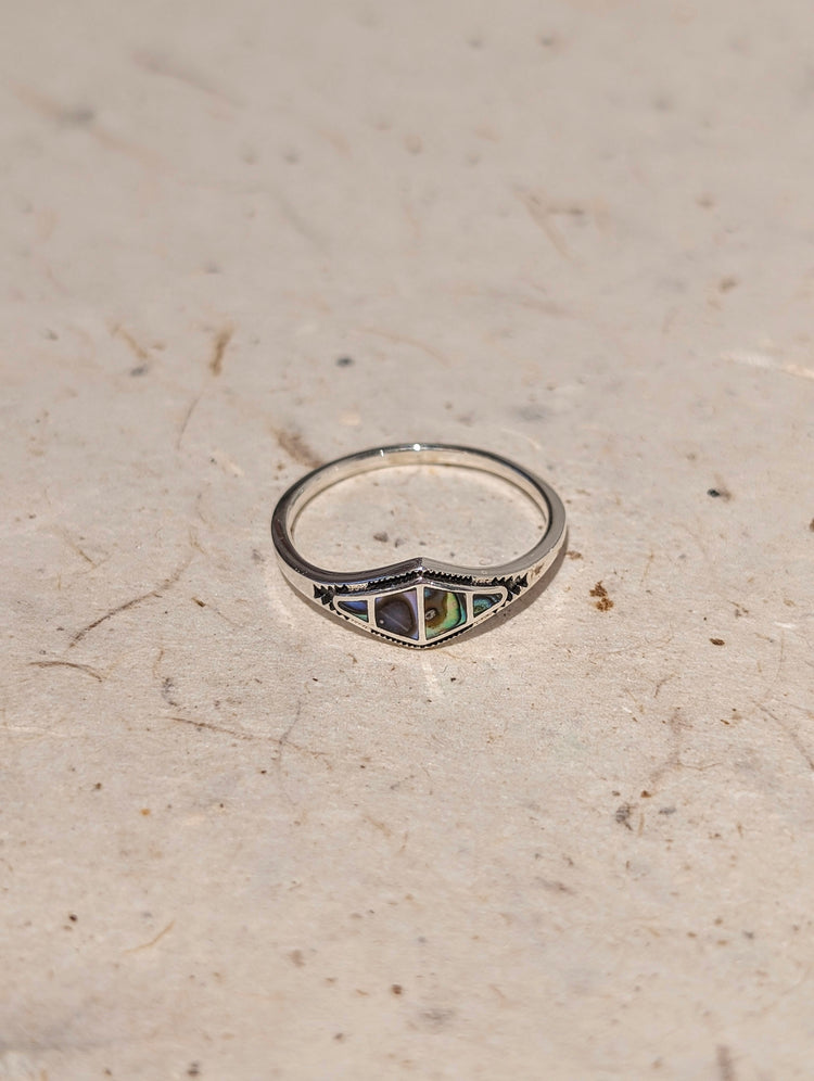 Abalone Geometric 925 Silver Ring