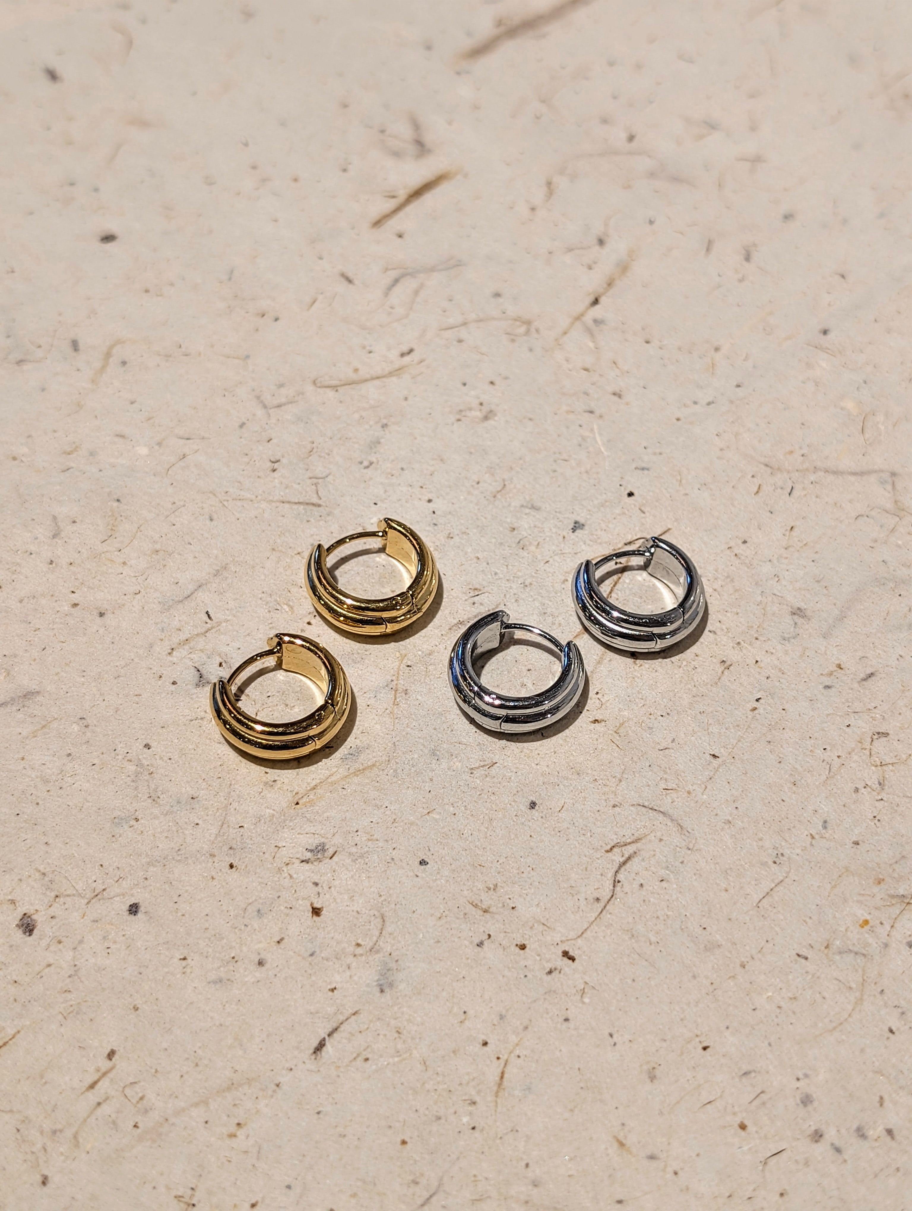 Parallel Rib Hoop Stainless Steel Earrings