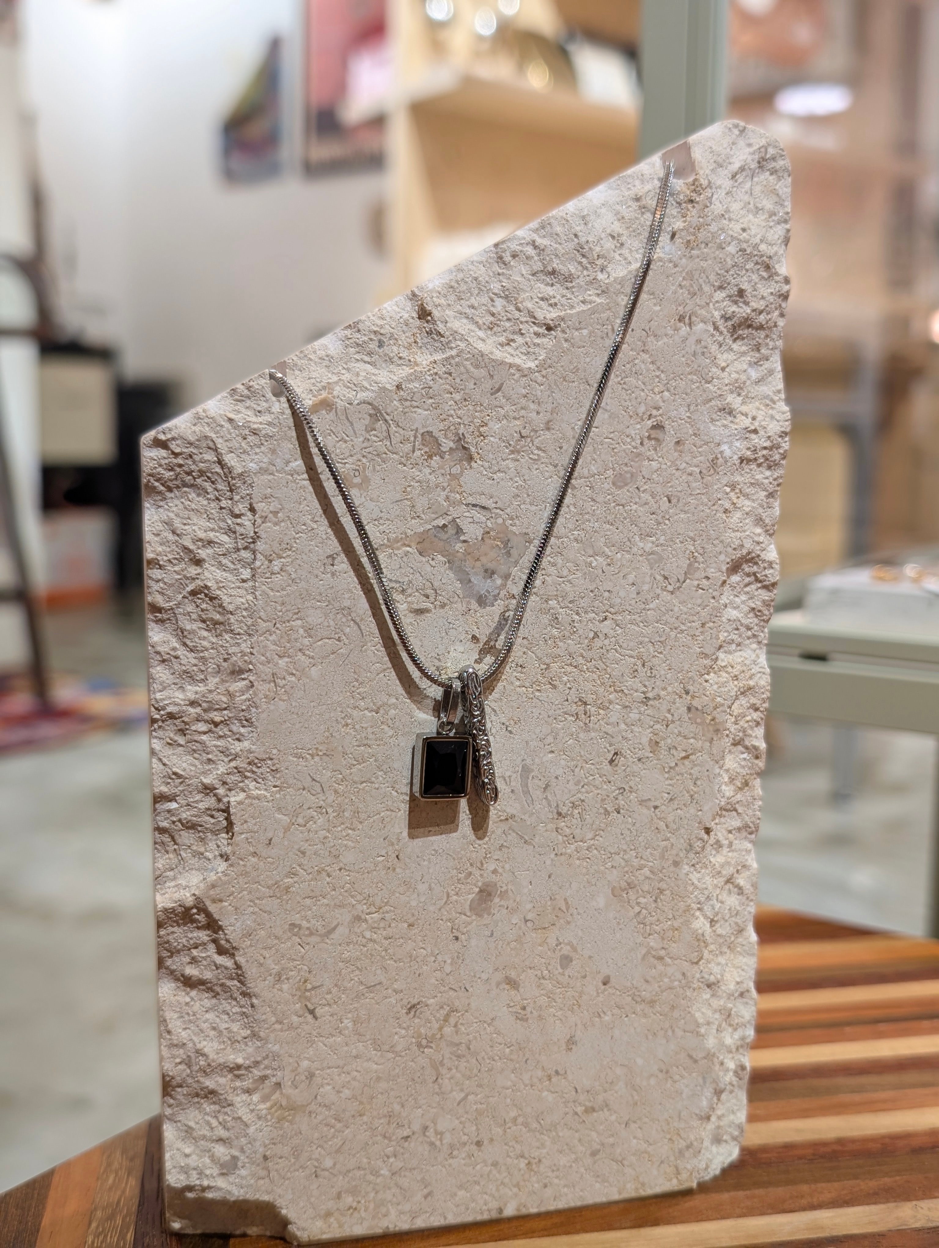 Mono bar pendant stainless steel necklace