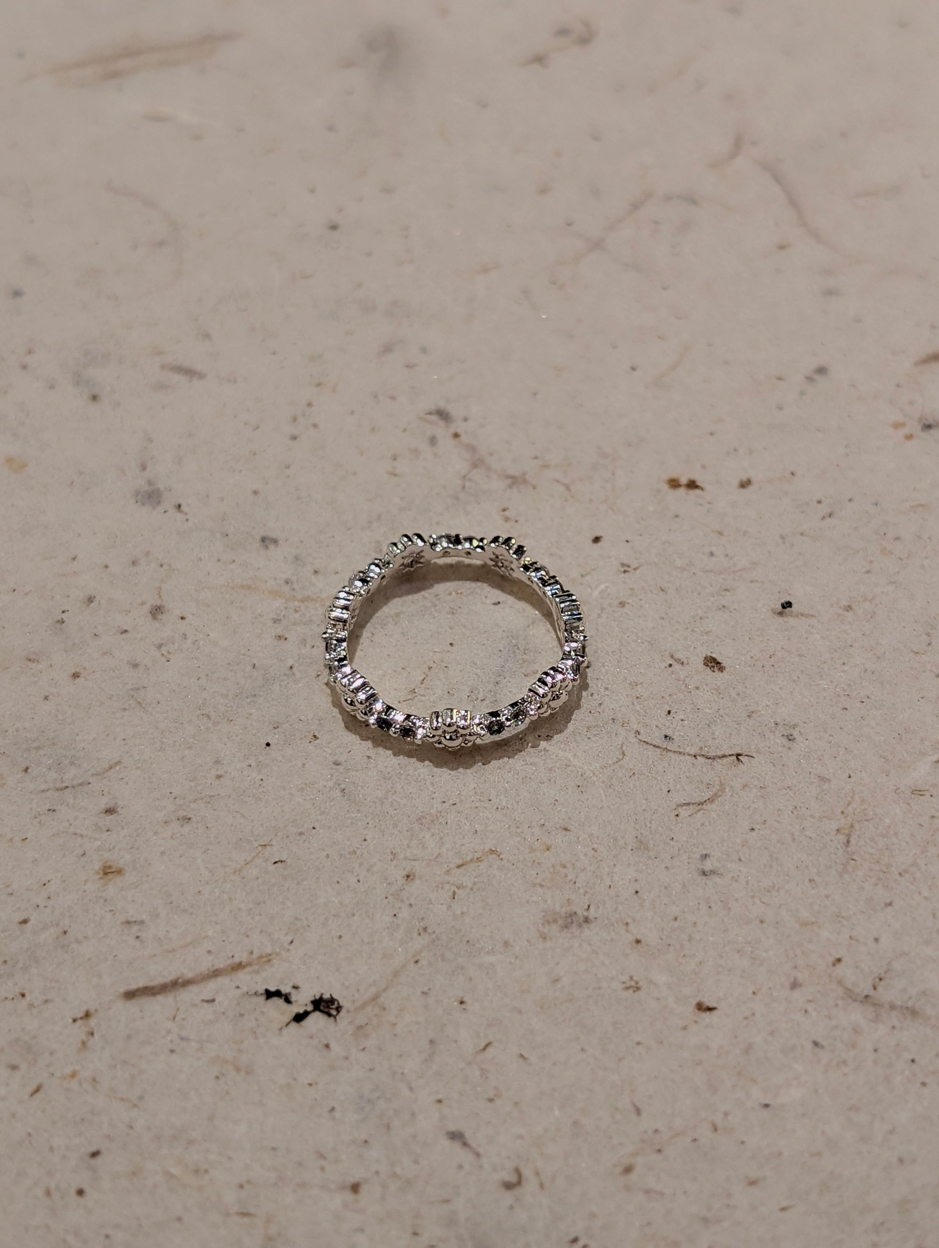Flora Pavé 925 Silver Pinky Ring