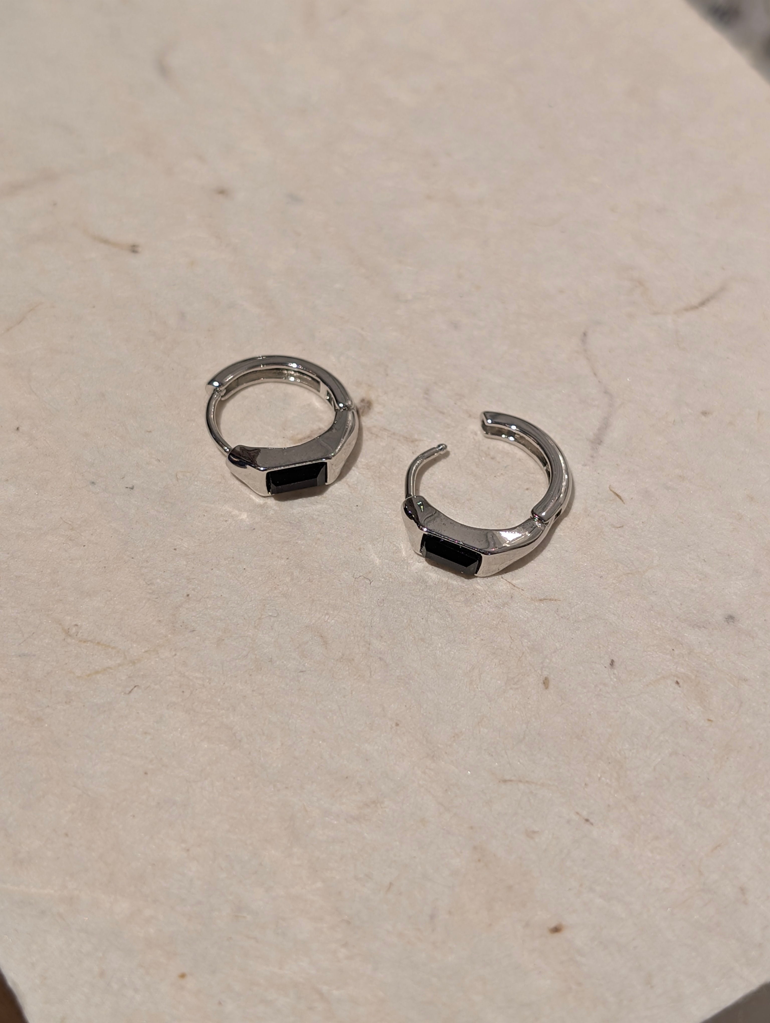 Cz stainless steel hinged hoop earrings
