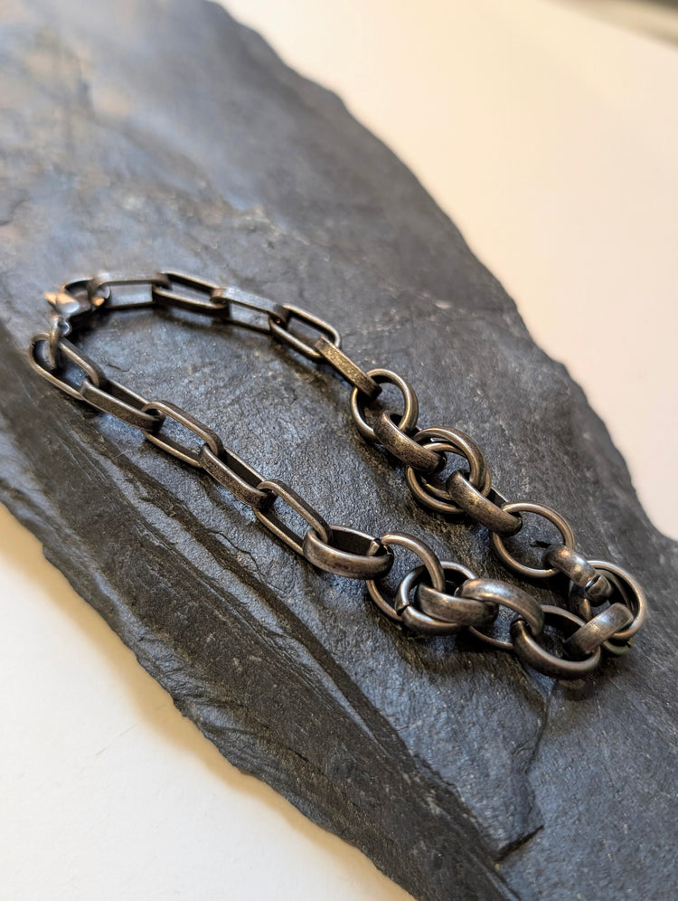 Matte Black Chain Stainless Steel Bracelet - Men