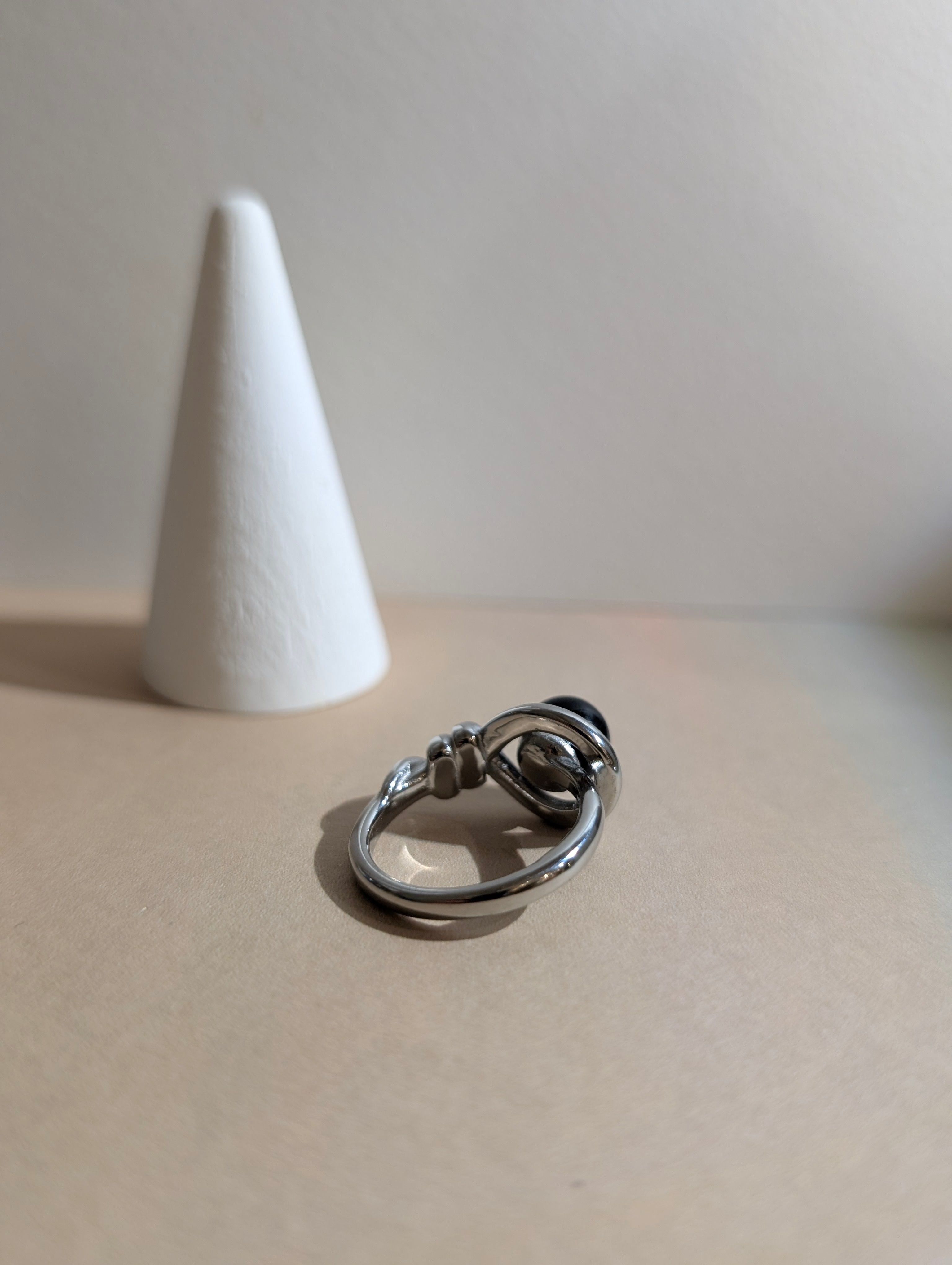 Stainless steel faux onyx ring