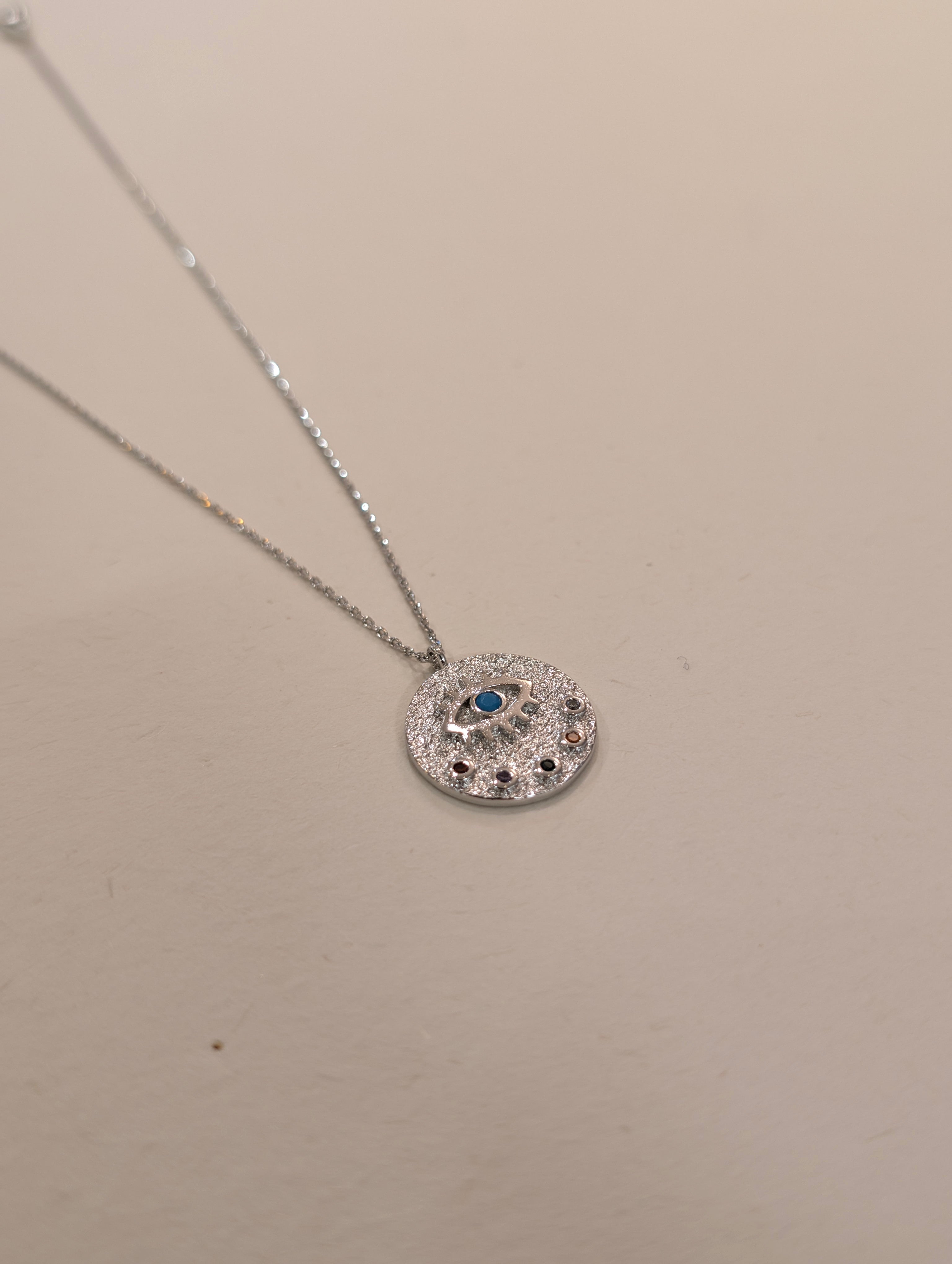 Eye rainbow stud brass necklace