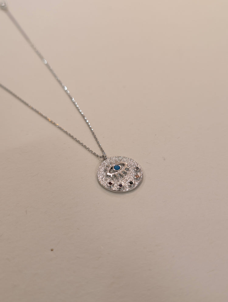 Eye rainbow stud brass necklace