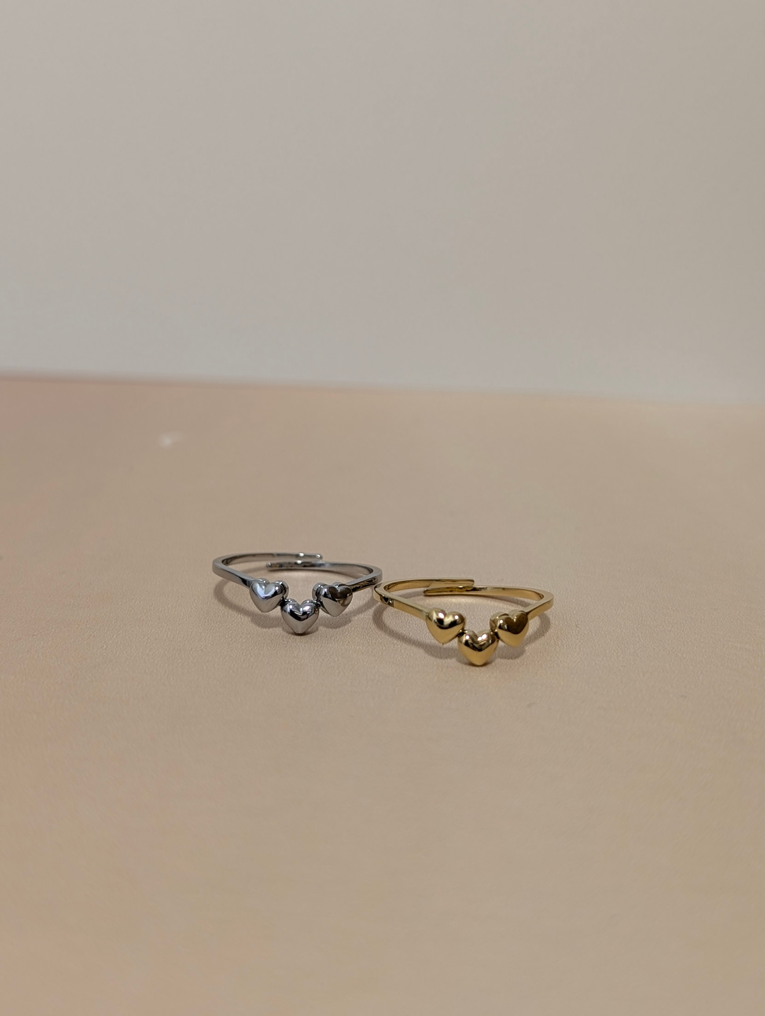 Triple heart stainless steel ring