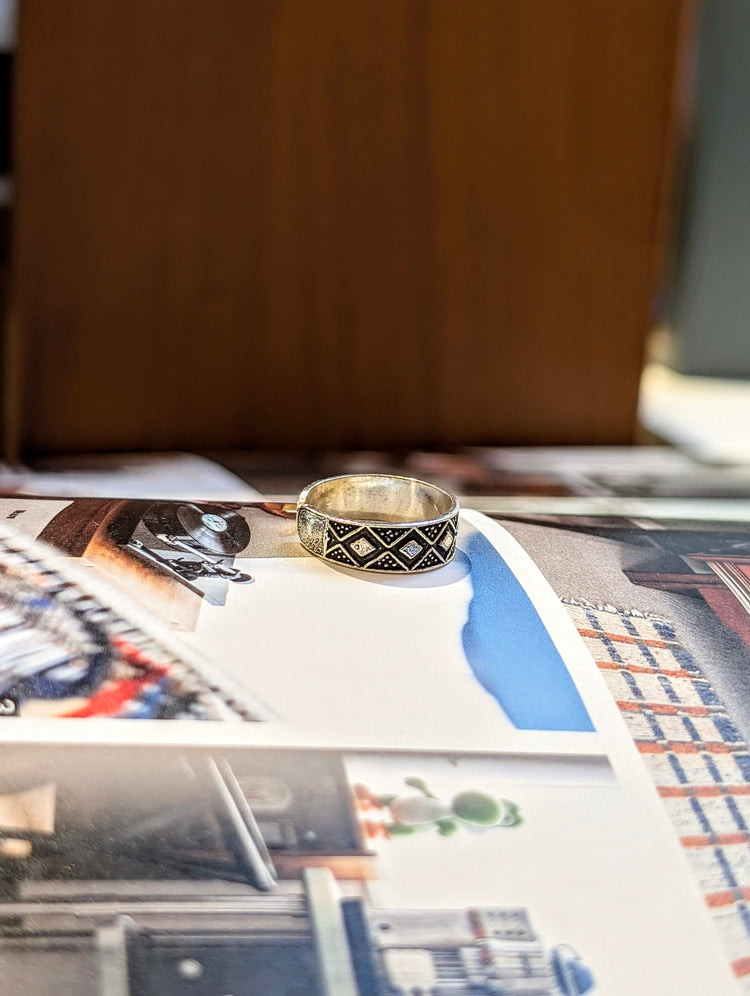 Argyle band 925 Silver Pinky Ring