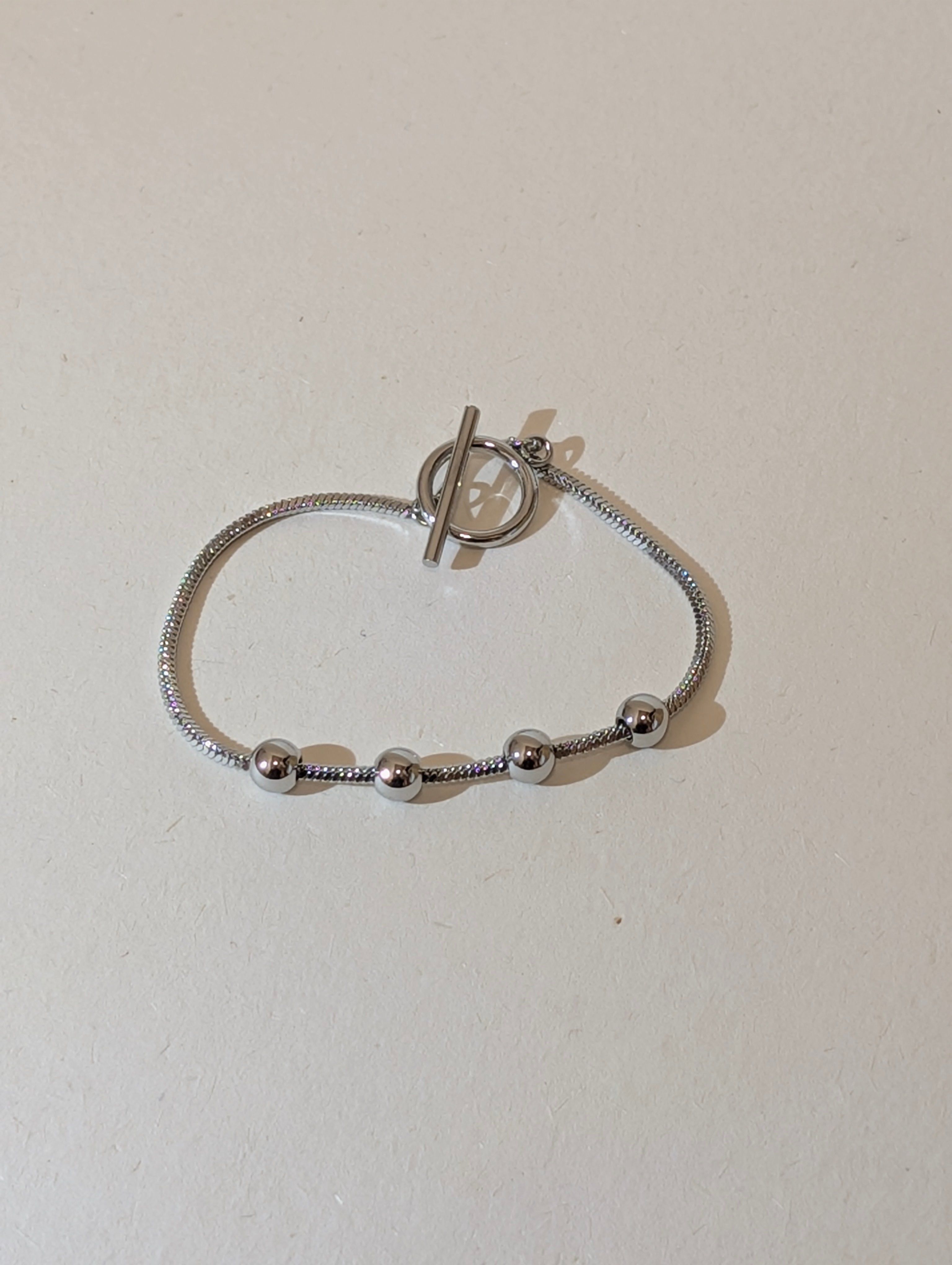 Linear Orb Stainless Steel Bracelet