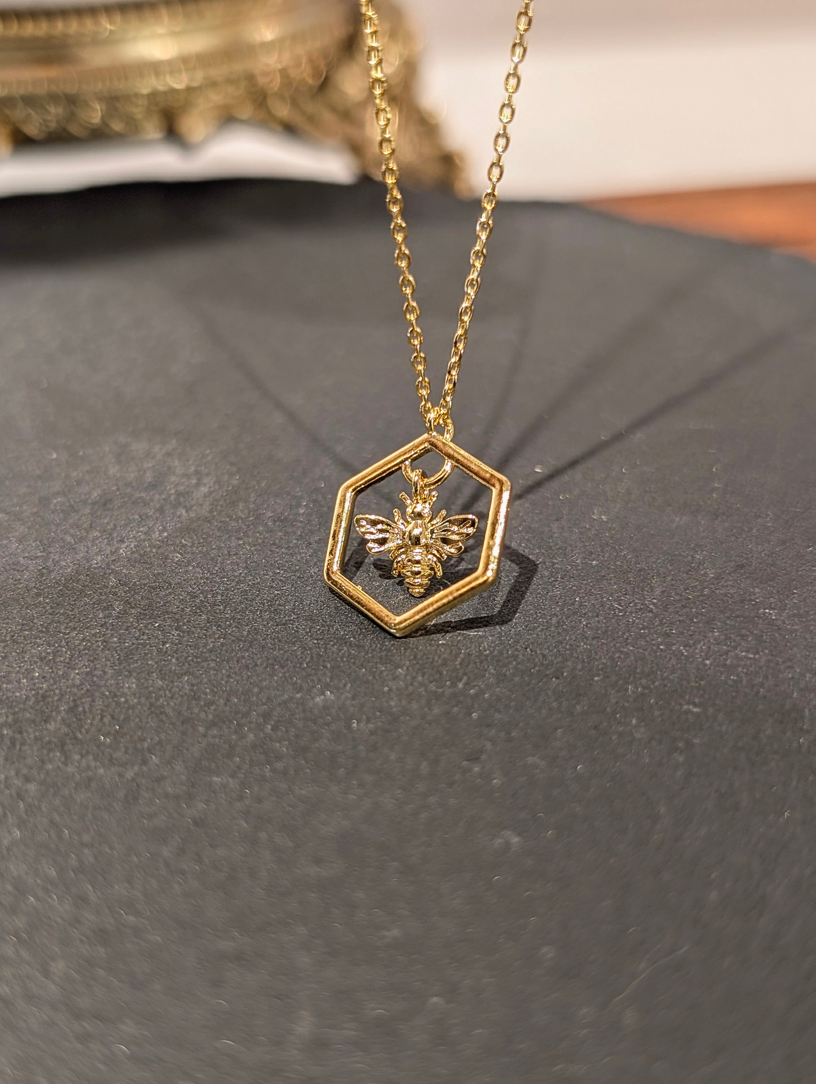 Hexagon Bee Pendant