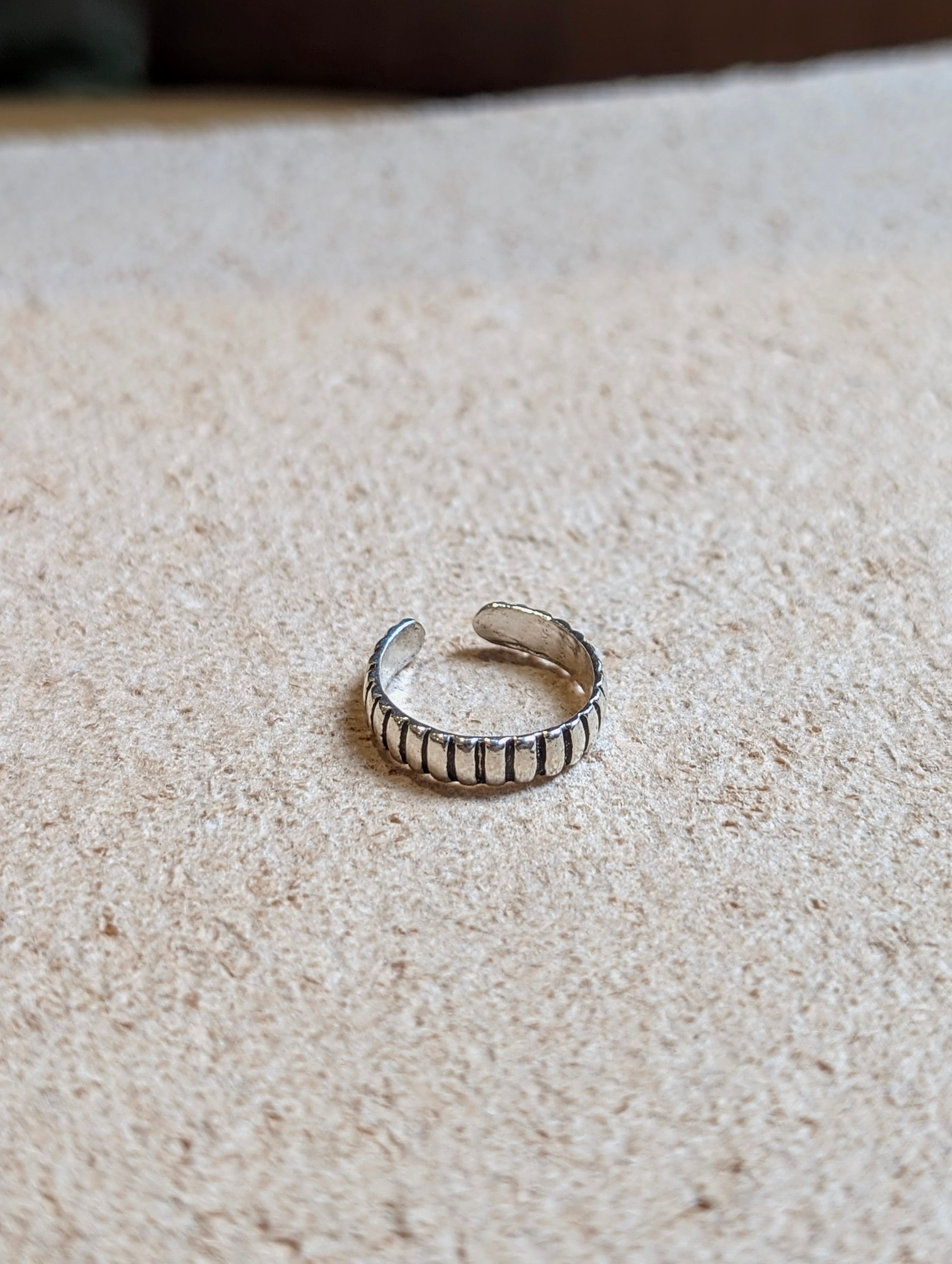 Striped 925 Silver Pinky Ring