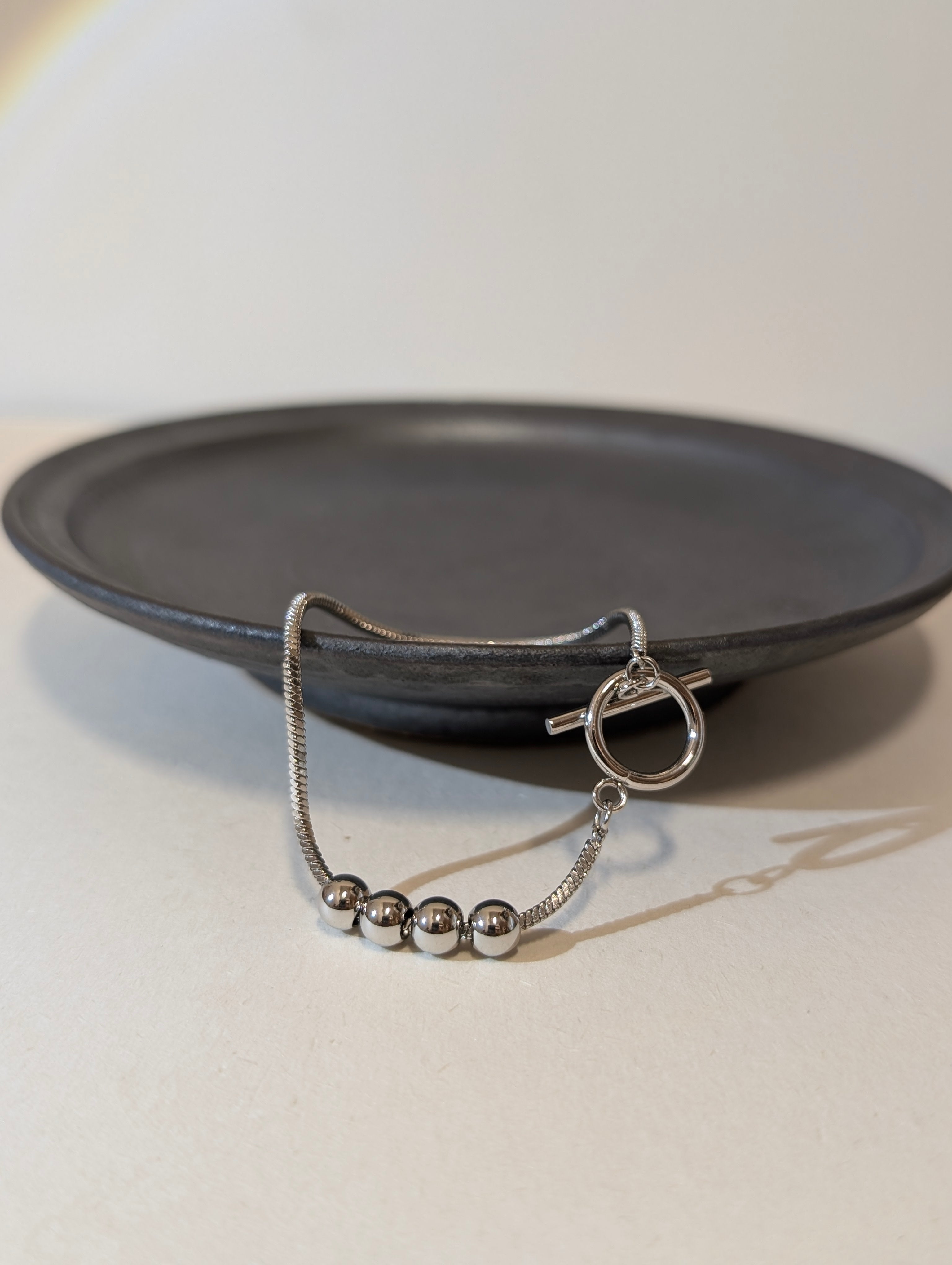 Linear Orb Stainless Steel Bracelet