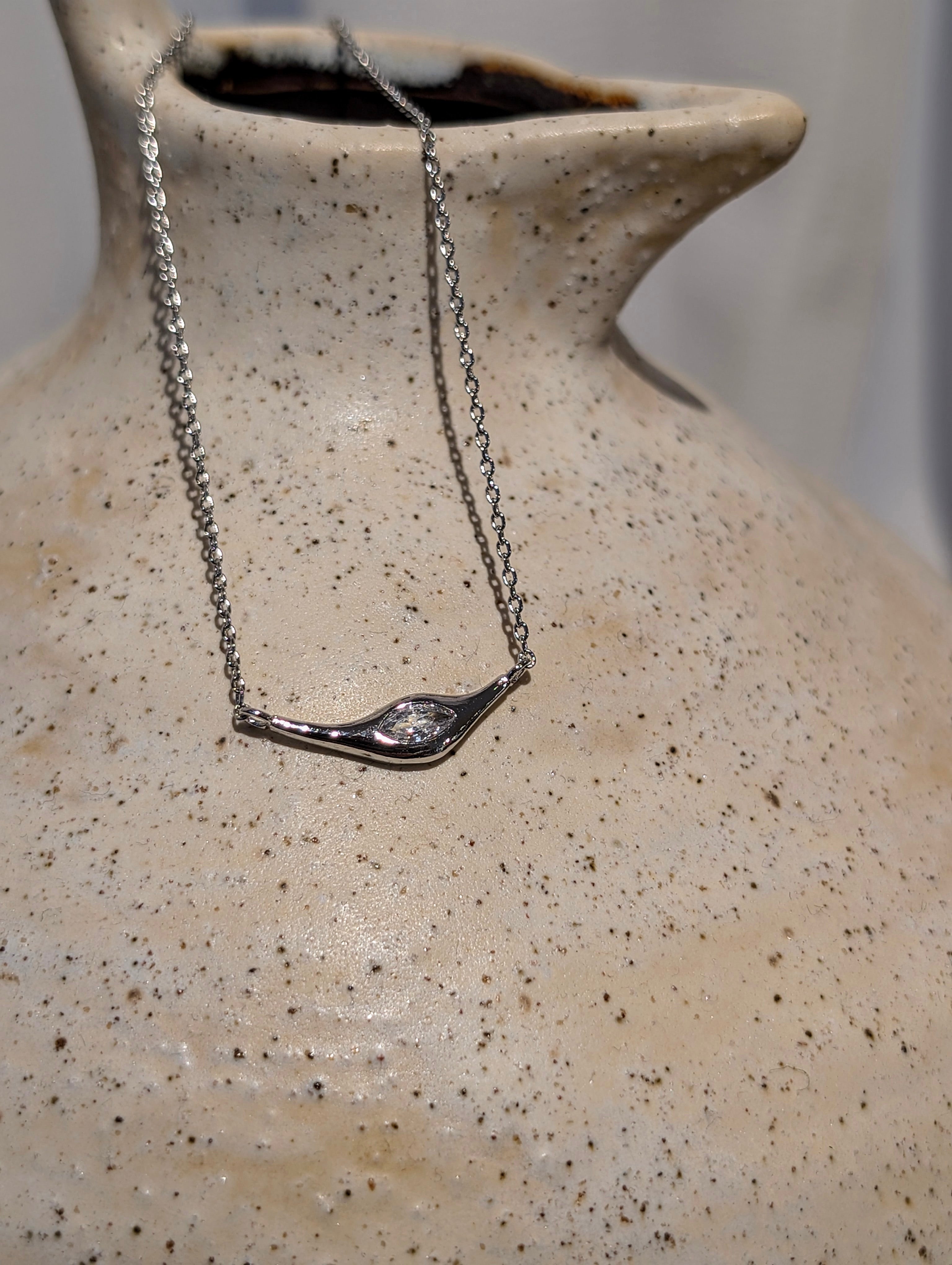 Linear Marquise Pendant Necklace